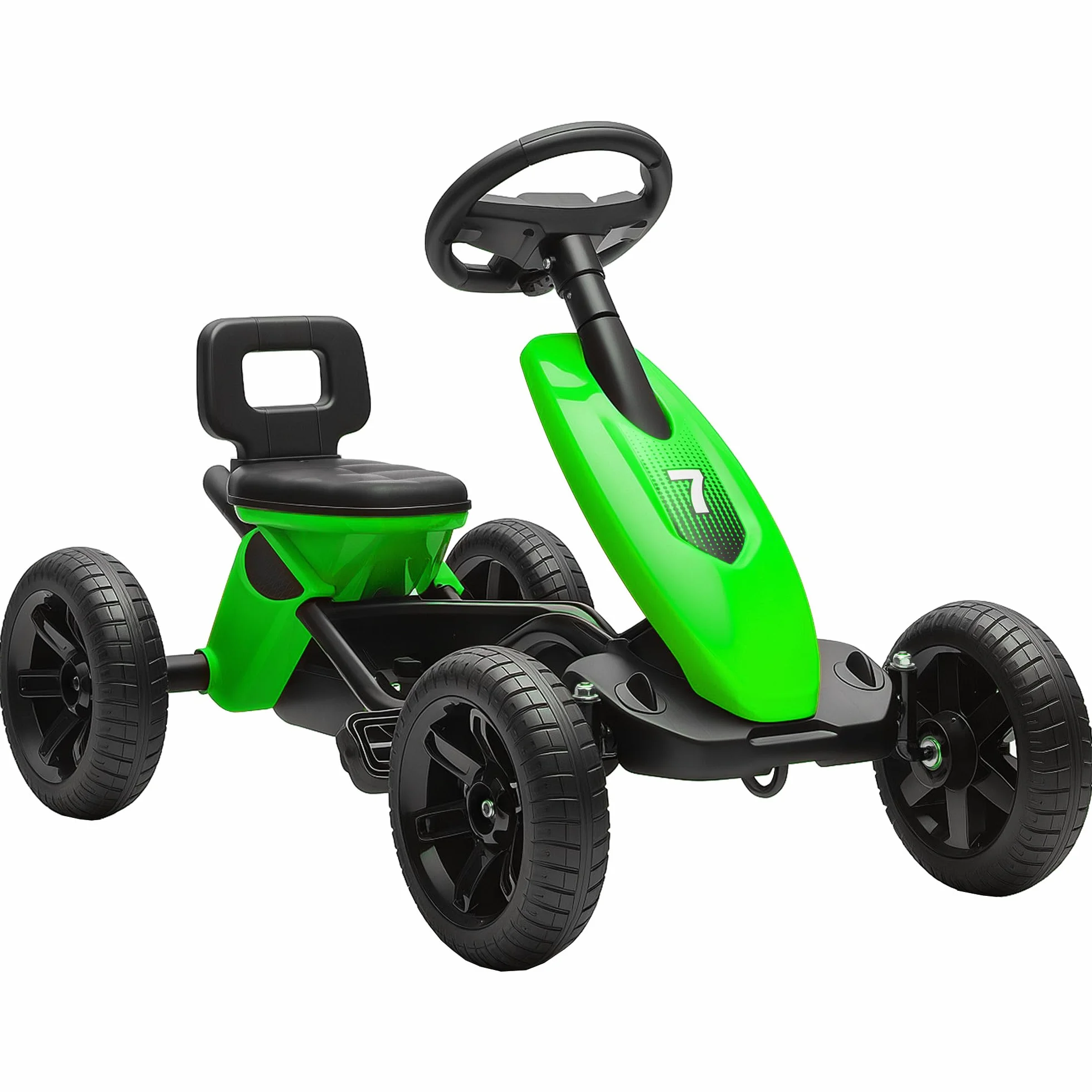 AIYAPLAY Kart a pedales para niños, go-Kart para niños con ruedas de EVA silenciosas, avanzar y retroceder, coche a pedales para niños de 2 a 5 años, color verde