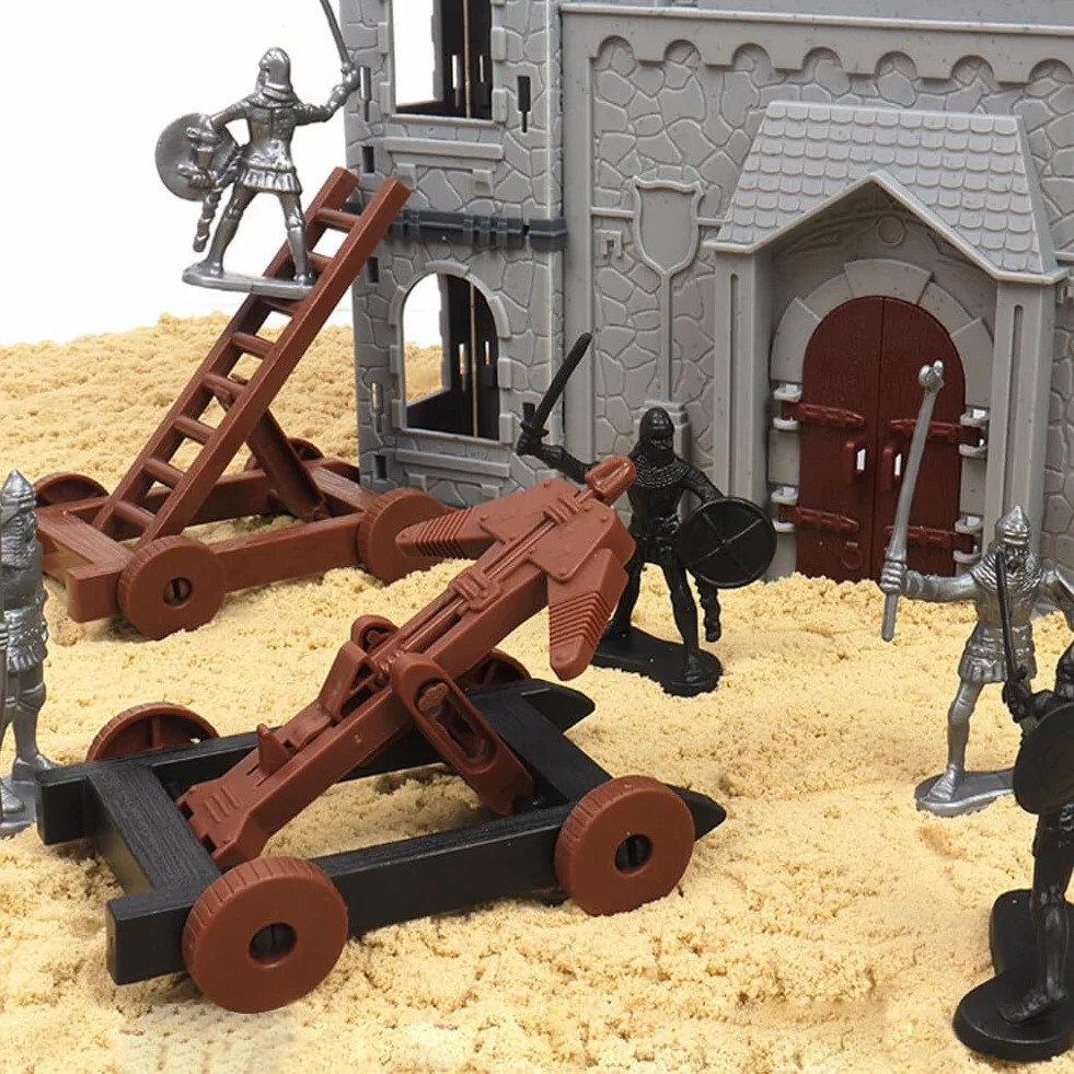 Asudaro Modelo de juguete de caballero romano antiguo DIY modelo de juguete medieval en miniatura incluyendo castillo carro soldado figura medieval caballero plástico figura de acción castillo playset