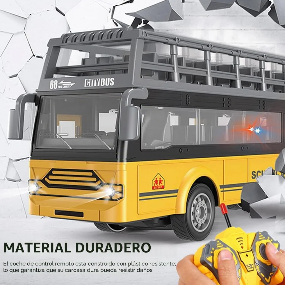 Autobús de control remoto, autobús RC 1/30 4CH con música ligera, puerta apertura, autobús juguete de interacción padre-hijo