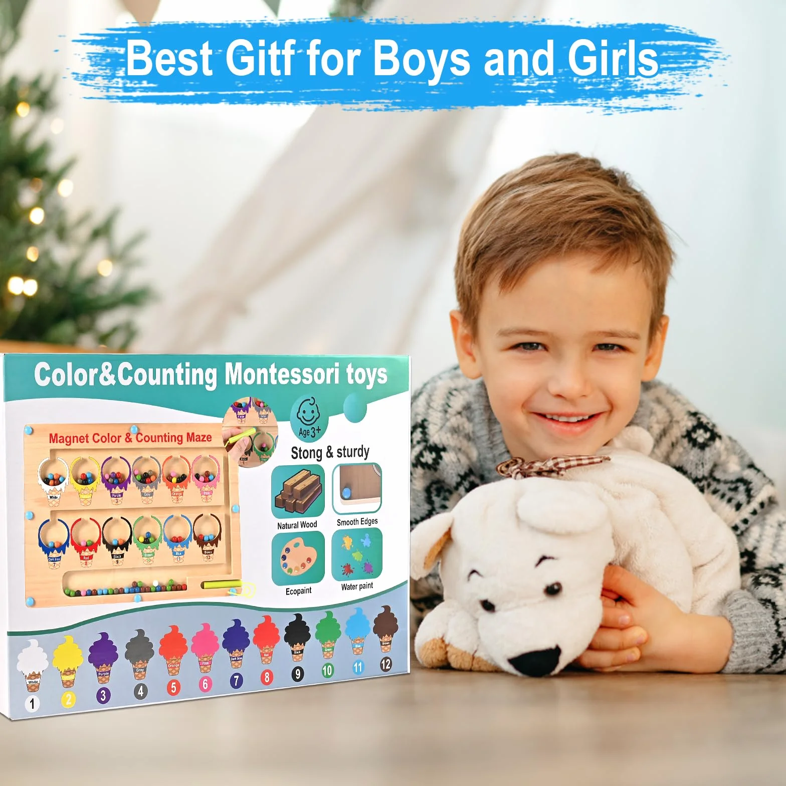 Wooderma Juguetes Niños 2 3 4 5 Años, Juguetes Montessori Laberinto Magnetico de Colores y Números con Caja Regalo, Niña y Niño, Juegos Educativos Niños o Brinquedos 2 3 4 5 Años