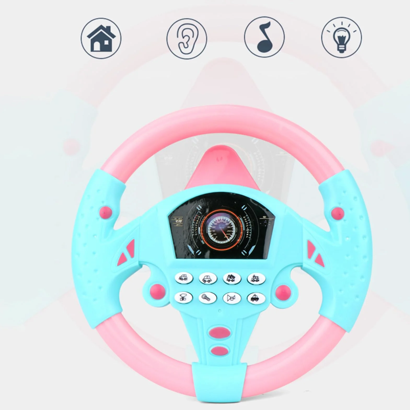 Genérico Kids Steering Wheel, Interactive Driving Toy, Faux Wheel with Suction Cup, Electric Sound Game for Early Education Learning, Car Seat Playset, Simulated Driving Experience for Preschoolers