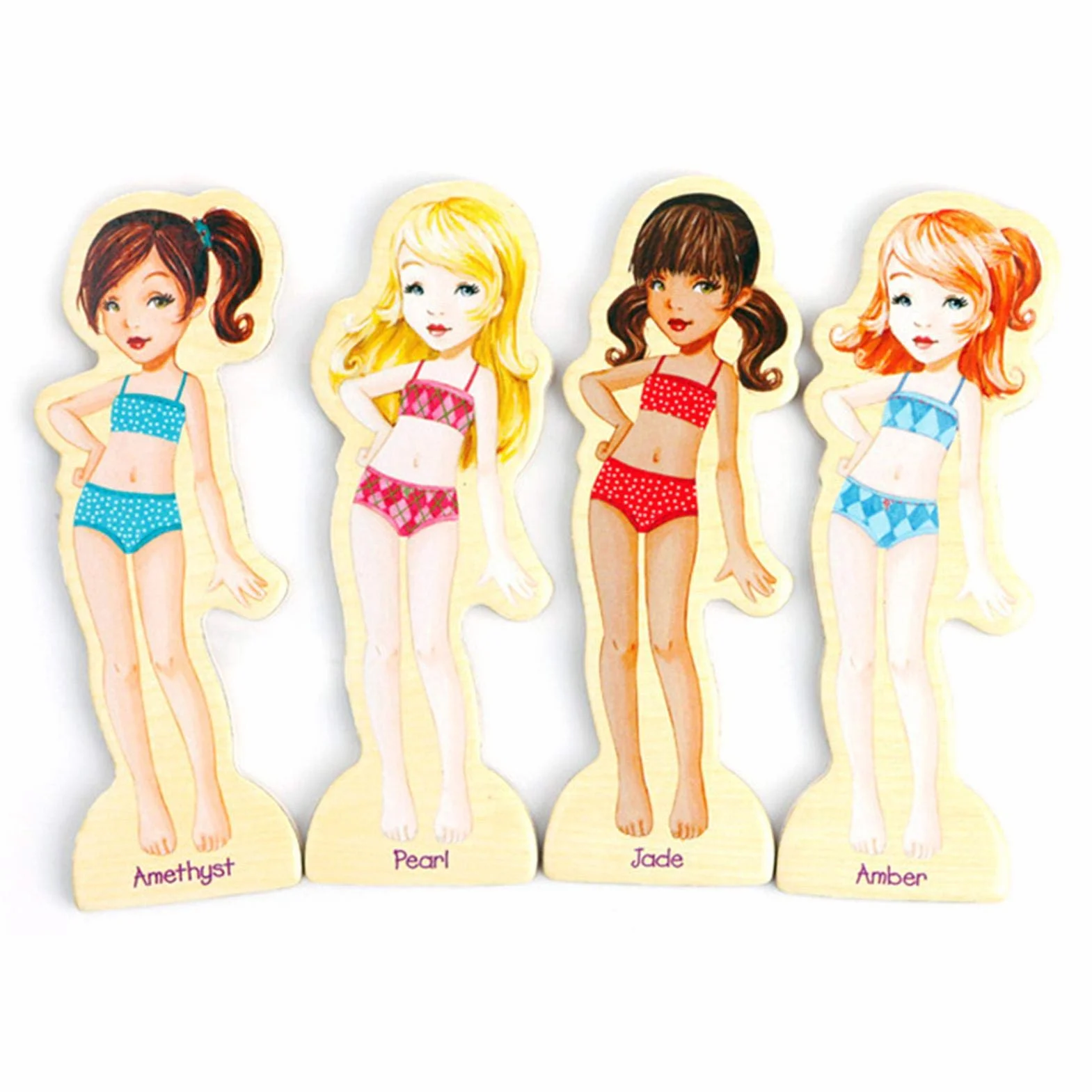Madera para Vestir | Muñecas Papel Princesa para niñas - Dress-Up Dolls Travel Playset Que Incluye 63 Piezas y 4 muñecas Madera, Estuche magnético para Juegos