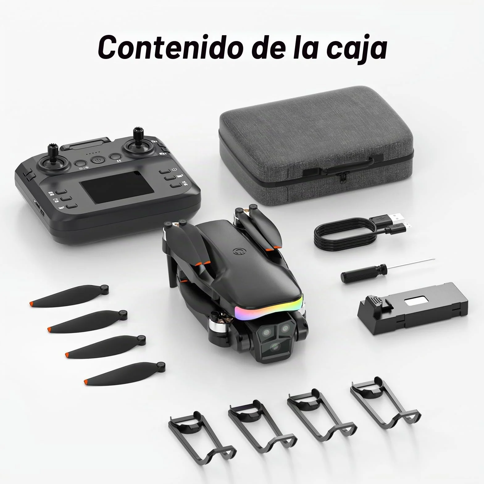 F417PRO Drone con Cámara 1080P para Adultos Niños, Mini Drone con Pantalla, Doble Lente 90°, LED, Flujo Óptico, Batería Modular, Principiantes, Despegue 1 Tecla, Sin Cabeza, Flip 3D, Maletín