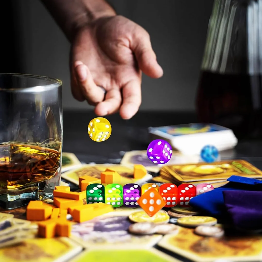 Juego de 10 cubos de colores, 6 lados, transparentes, 16 mm, dados estándar, multicolor, para Juegos de Dados, Juegos de Mesa, Enseñanza de Matemática, Regalos