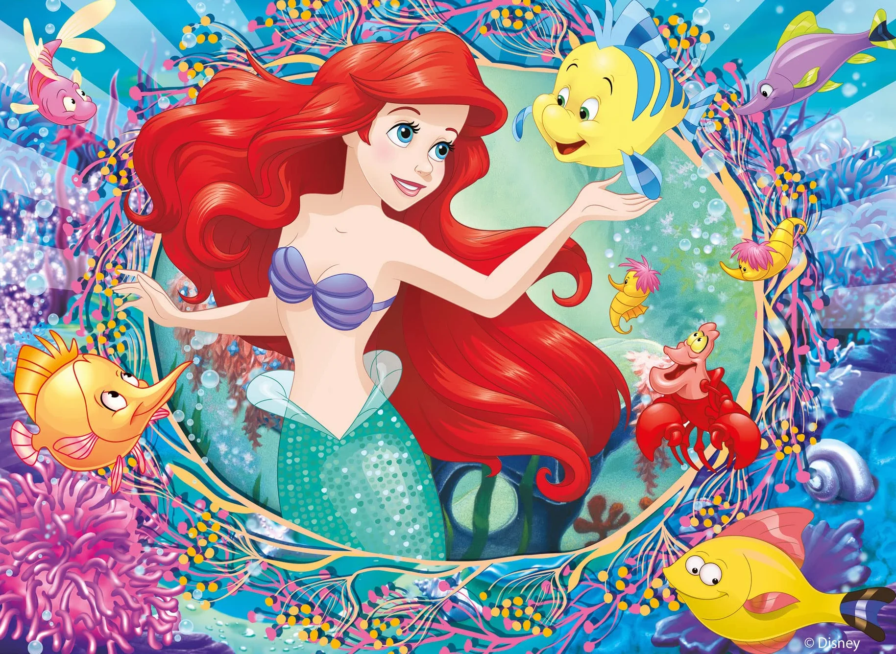 Lisciani Puzzle Disney Princesas 4x48 Piezas 2 en 1 Doble Cara para Colorear 192 Piezas