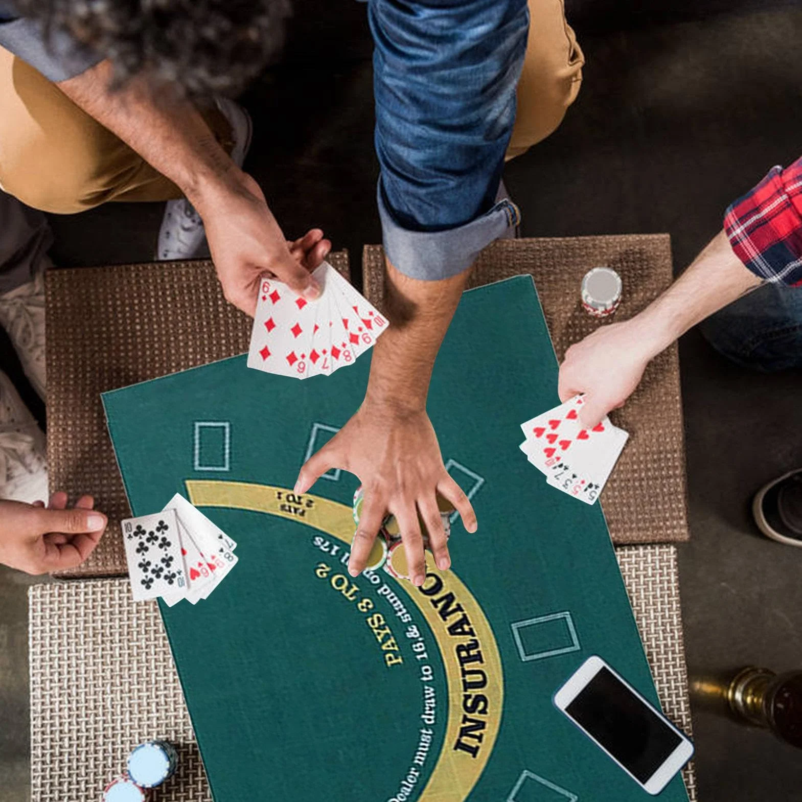 Diseño de Mesa de Casinos de Doble Cara, tapete de Mesa Disponible para Blackjack y Texas Hold'em, tapete para Juegos con diseño de Mesa de Ruleta, Accesorios para Juegos de Cartas, 60x90cm