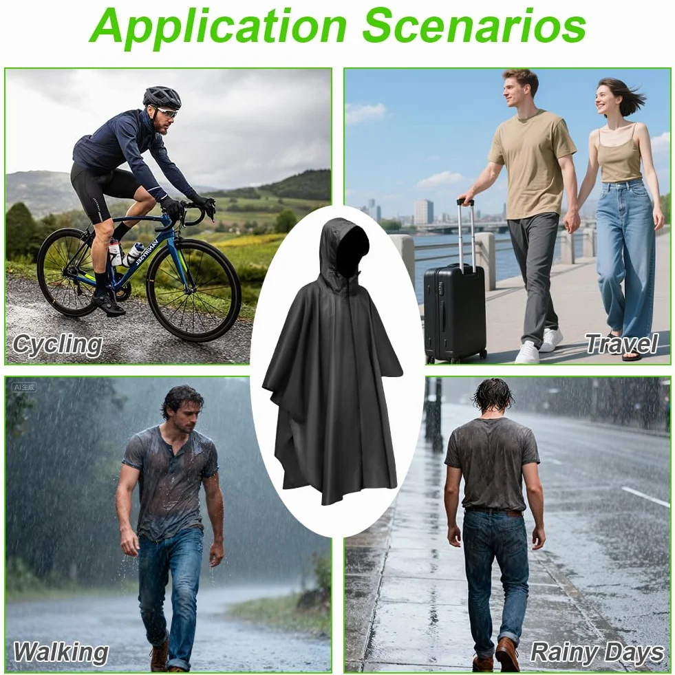 Vicloon Poncho de Lluvia Impermeable 210T 3 en 1 Multifuncional para Mujer Hombre