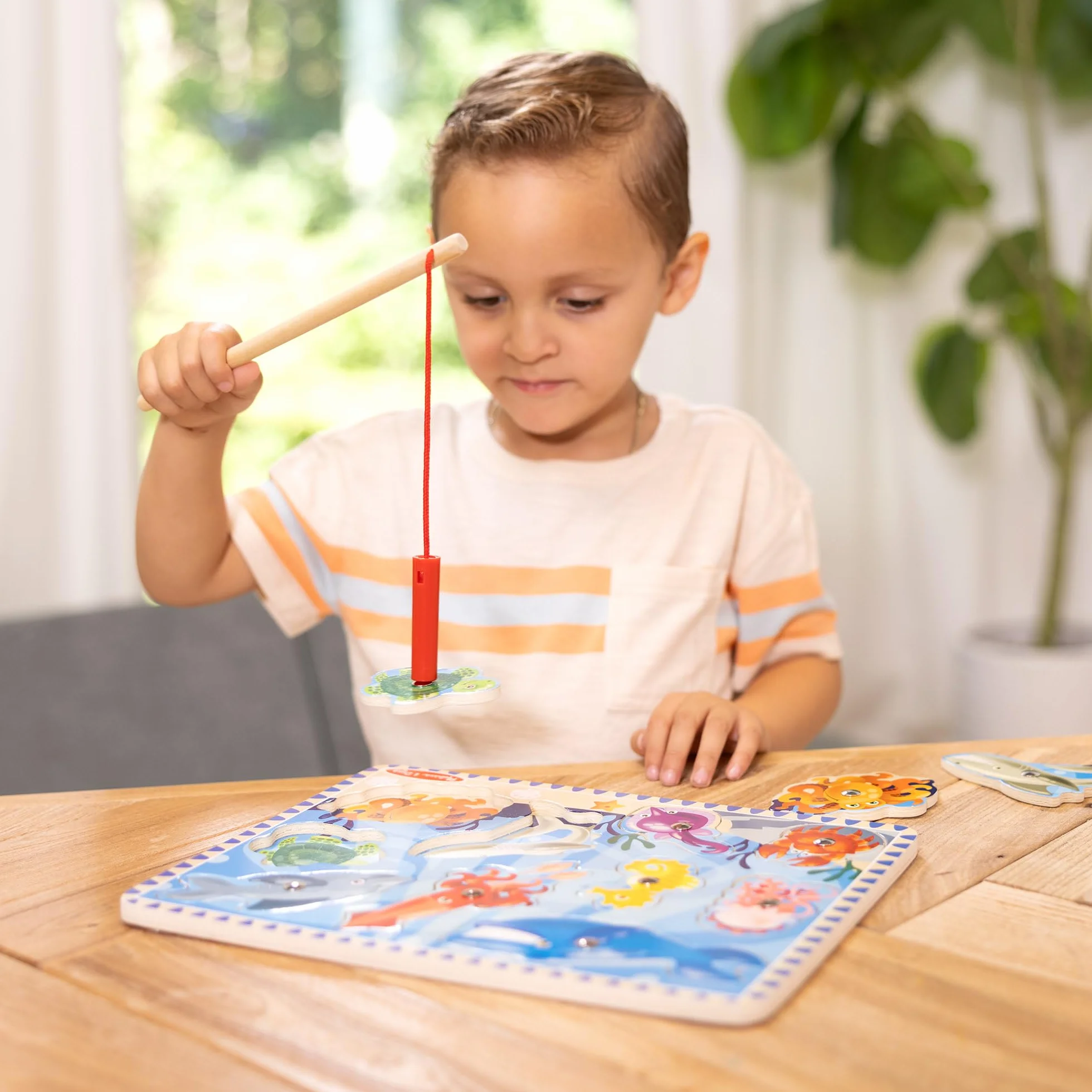 Melissa & Doug Juego Magnético de Pesca, Juguete de Madera, Puzzle Animales Marinos, Regalo 3 4 5 Años