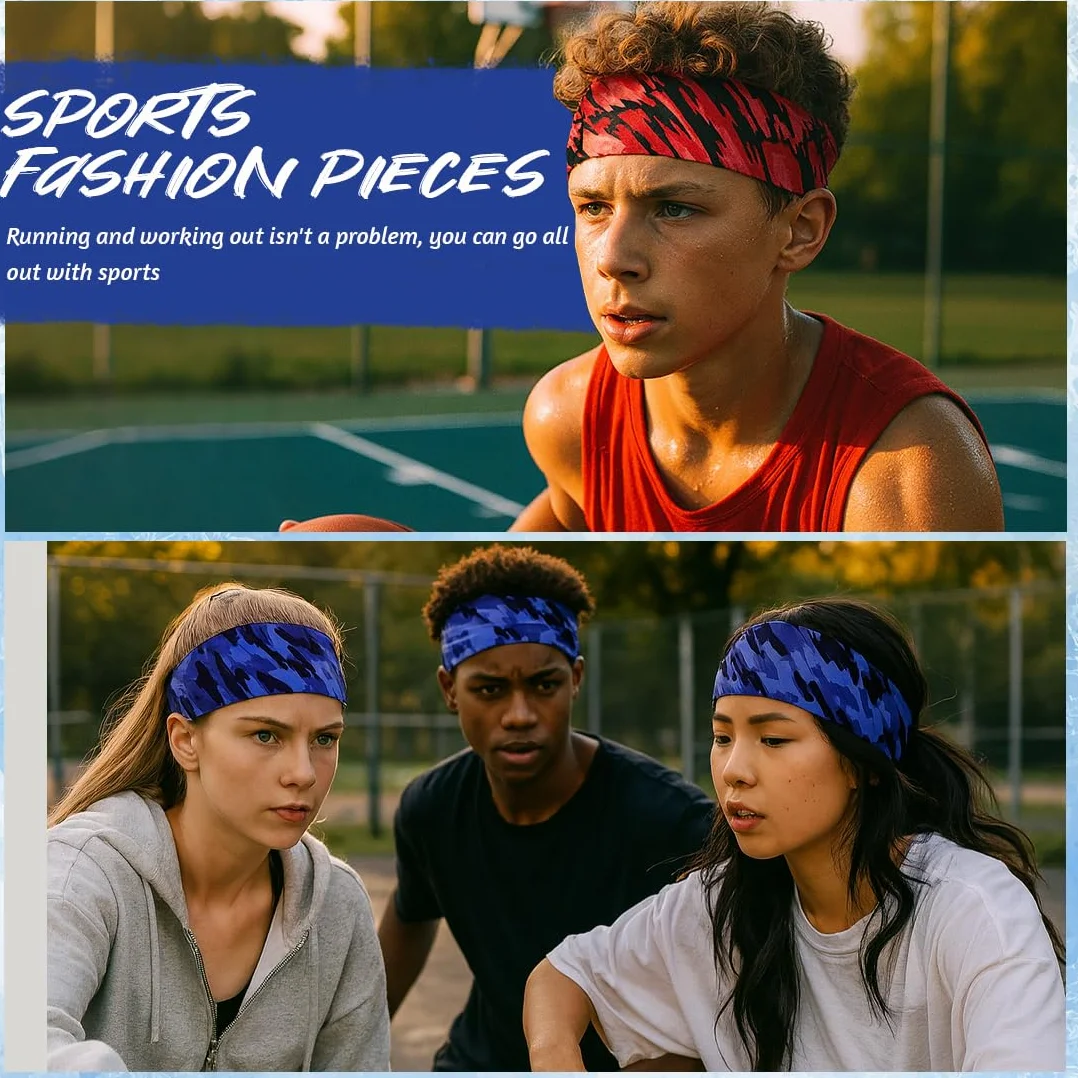 Diadema Deportiva para Niños 4 Piezas, Transpirable, Bandana Elástica para Correr, Bici, Entrenar