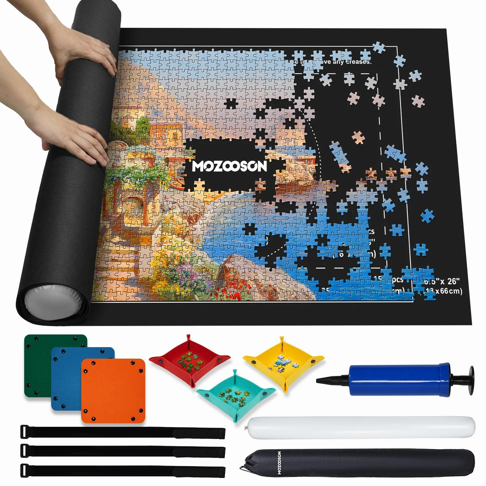 MOZOOSON Tapete Puzzle, Puzzle Mat Roll para Puzzle 1000 1500 Piezas para Adultos Niños, Fieltro Puzzles Tapete, Jigsaw Puzzle Roll Pad, Accesorio para Guardar los Puzzles
