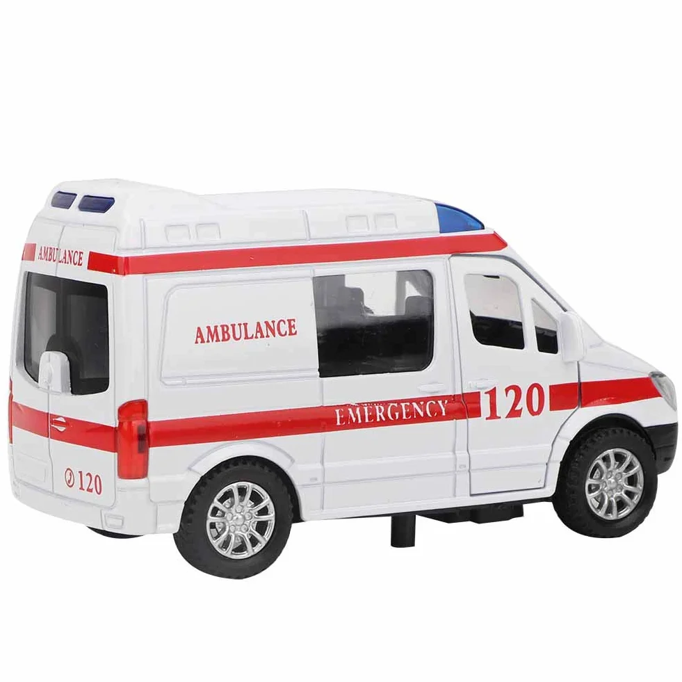 Tnfeeon Coche de Juguete de Ambulancia de Aleación a Escala 1:32, Efectos de Sonido de Luz Interactivos Mejoran Las Habilidades de Coordinación, Construcción Robusta con Bordes Lisos, Ideal para el