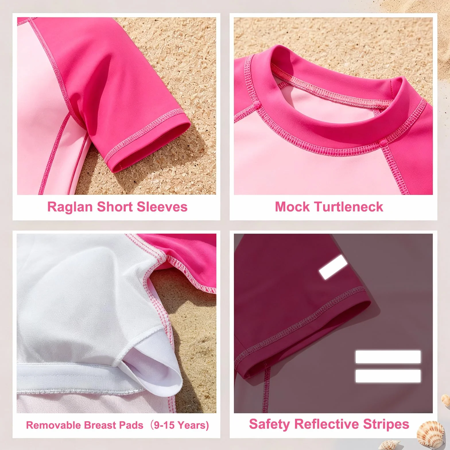 Camiseta de Baño Niños Niñas Protección Solar Manga Corta Rash Guard Rayas Reflectantes Secado Rápido 7-15 Años