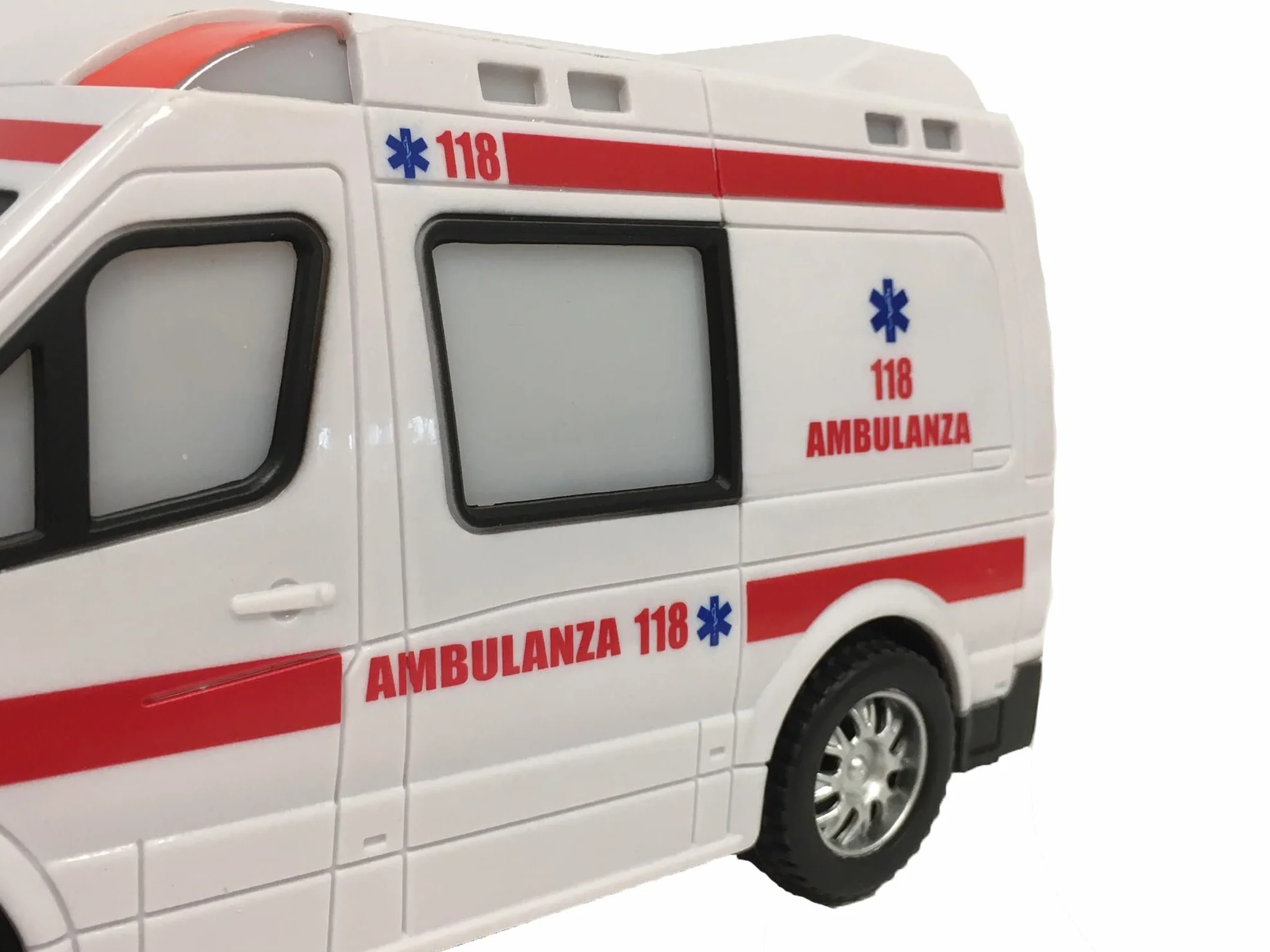 Ambulancia Juguete con Luces y Sonidos y Movimiento Misterio Bump & Go Ambulancia de Primeros Auxilios con Luces Sonidos, Ambulancia para niños, con Movimiento de Sirenas