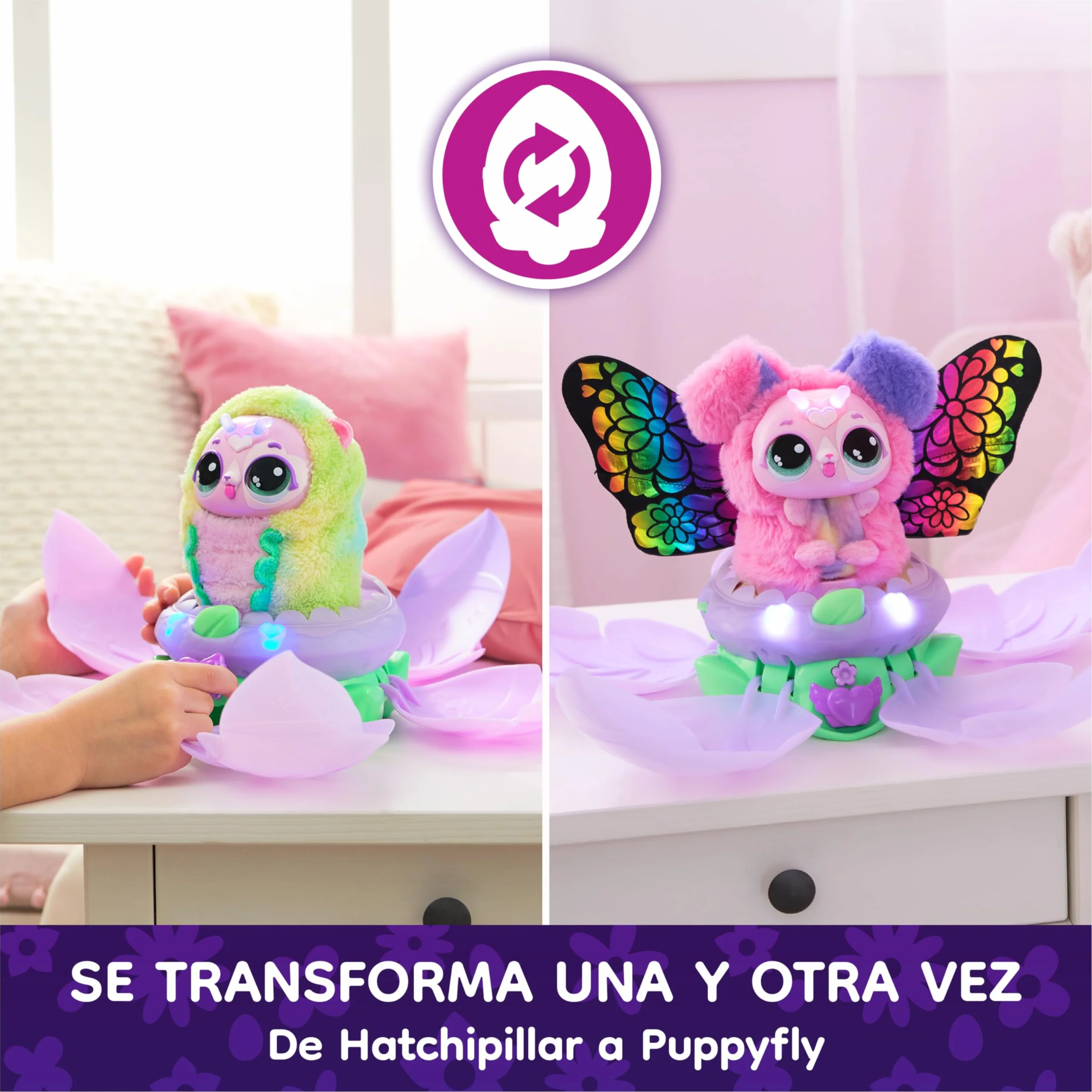 HATCHIMALS BLOOMABLES - Puppyfly Peluche Interactivo Sorpresa con Transformación Mágica Repetible y más de 100 Sonidos - 6073019 - Mascota Interactiva - Juguetes Niñas 5 Años + Regalo Niña 5 Años +