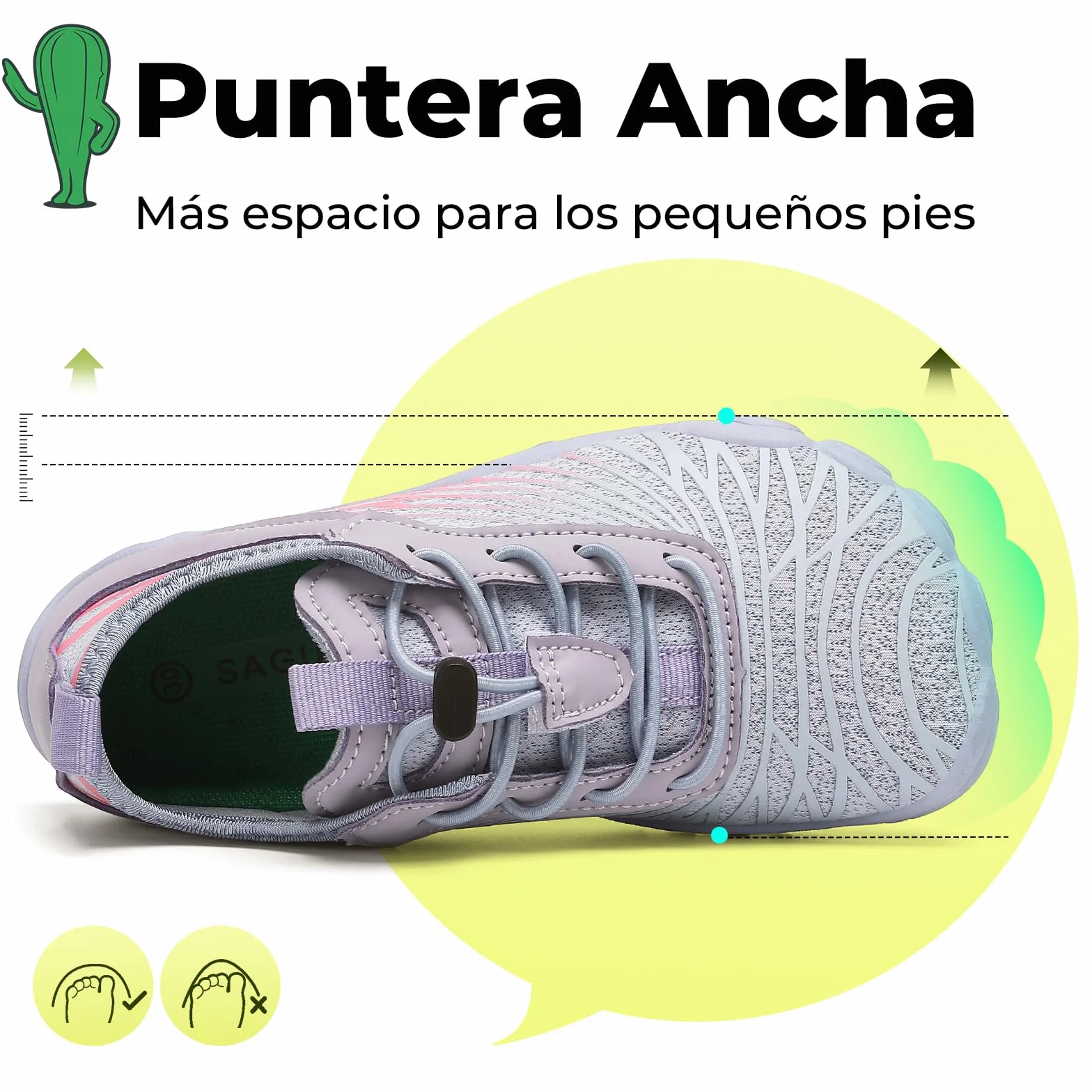 SAGUARO Zapatos descalzos para niños, secado rápido, transpirables, puntera ancha, talla 25-35