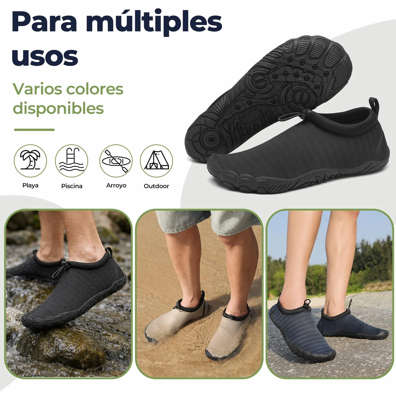 Mishansha Escarpines Hombre Mujer Secado Rápido 13 Orificios Drenaje Gr.36-46