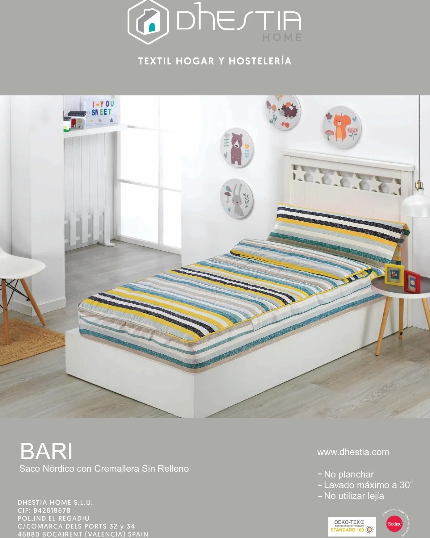 DHESTIA HOME Saco Nórdico Ajustable con Cremallera Cama 90 y Cama 105 Modelo Bari Color Único Talla Cama 90