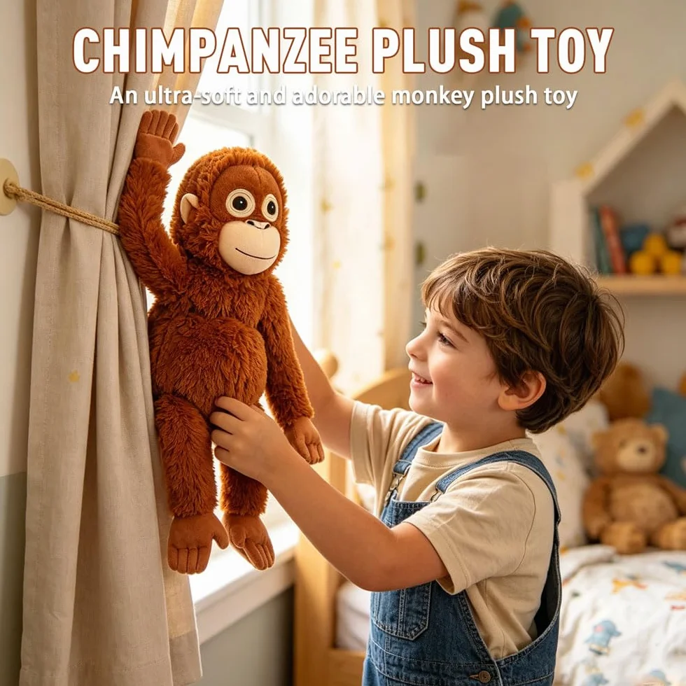 Punch Monkey Peluche, Peluche de orangután Grande de 66 cm, Manos MagnéTicas Mono de Peluche, Lavable y Seguro para niños,Peluche de Apoyo Emocional para Niños y Adultos