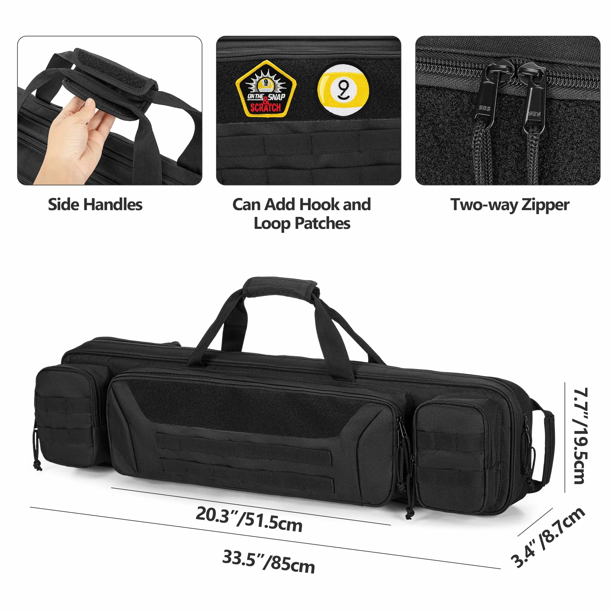 Rexmica Funda para Tacos de Billar, Bolsa de Transporte con Asa y Correa de Hombro Desmontable