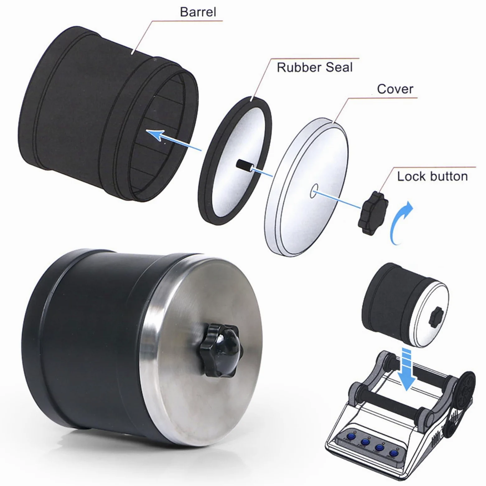 Kit de Vaso de Roca Eléctrico, Vaso de Roca Profesional con 2 Cinturones, Bolsa de Piedras Ásperas, 4 Molienda Gruesa, Molienda Fina, Pulido y Temporizador de Pulido de 7 Días para Pulidor de Roca