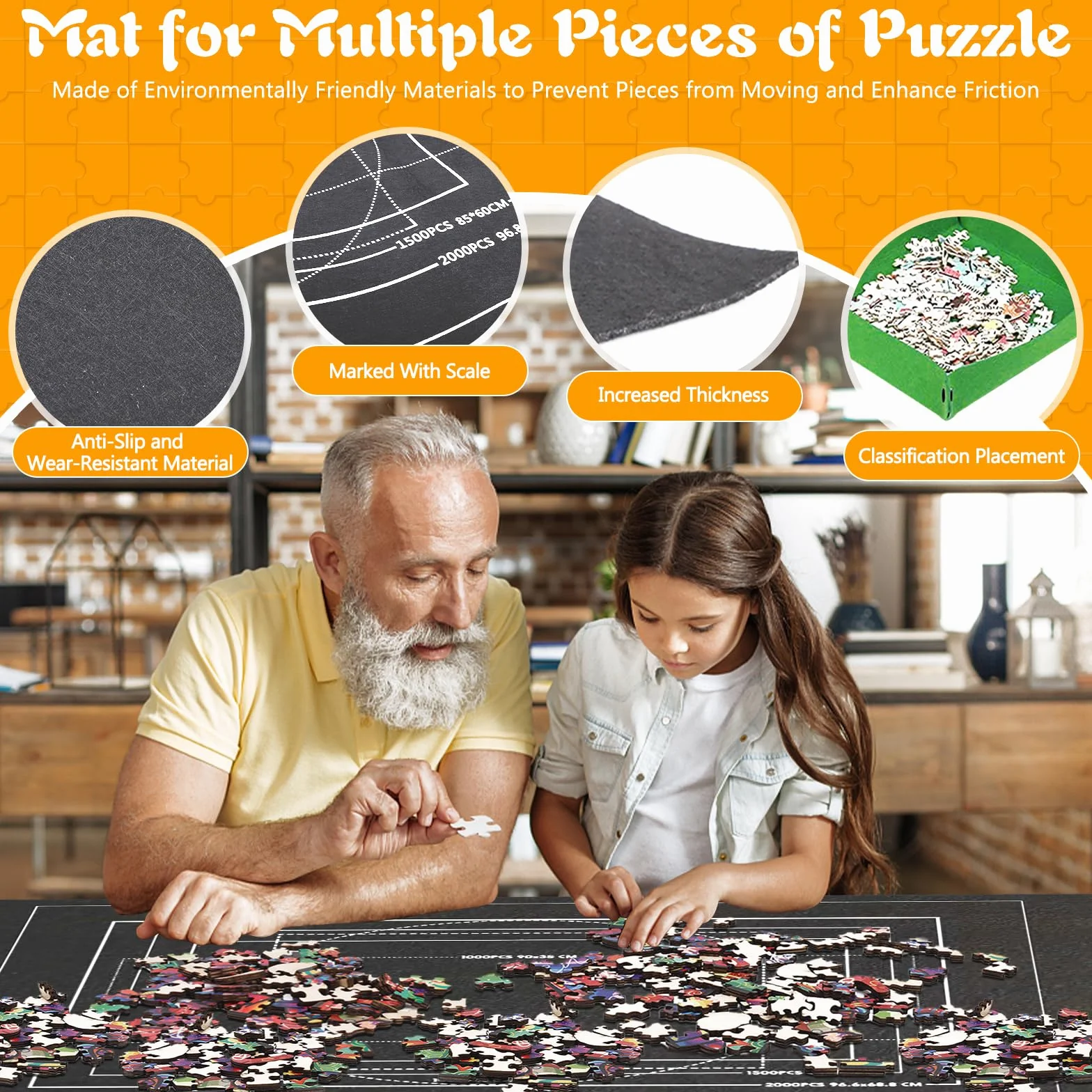 Estera de Rompecabezas Portátil, Tapete Puzzle para 1000 1500 2000 3000 Piezas, Fieltro Puzzle Mat Roll Up