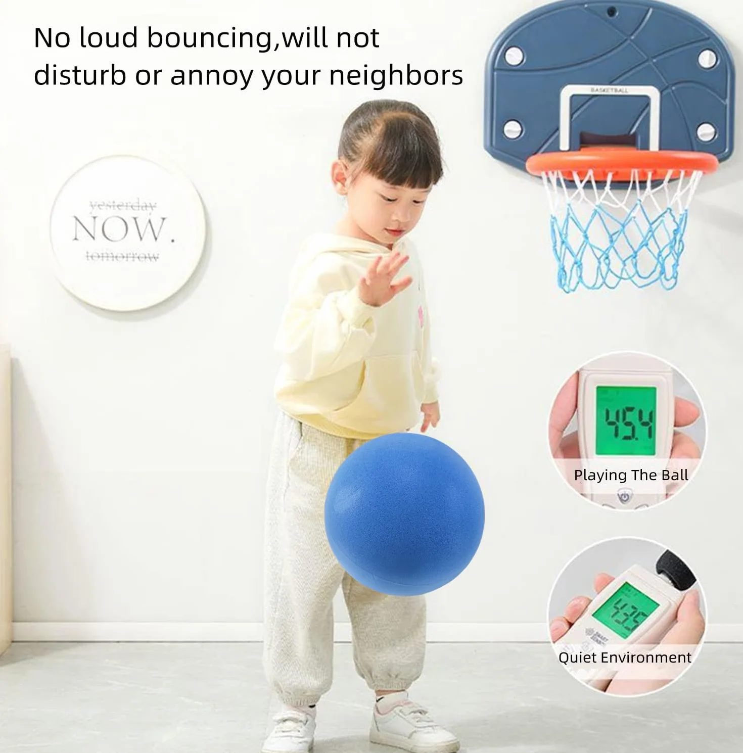 Pelota de Espuma Suave y Silenciosa de 18 cm - Bola de Esponja para Actividades de Interior, Kickball, Dodgeball y Juegos (Azul)