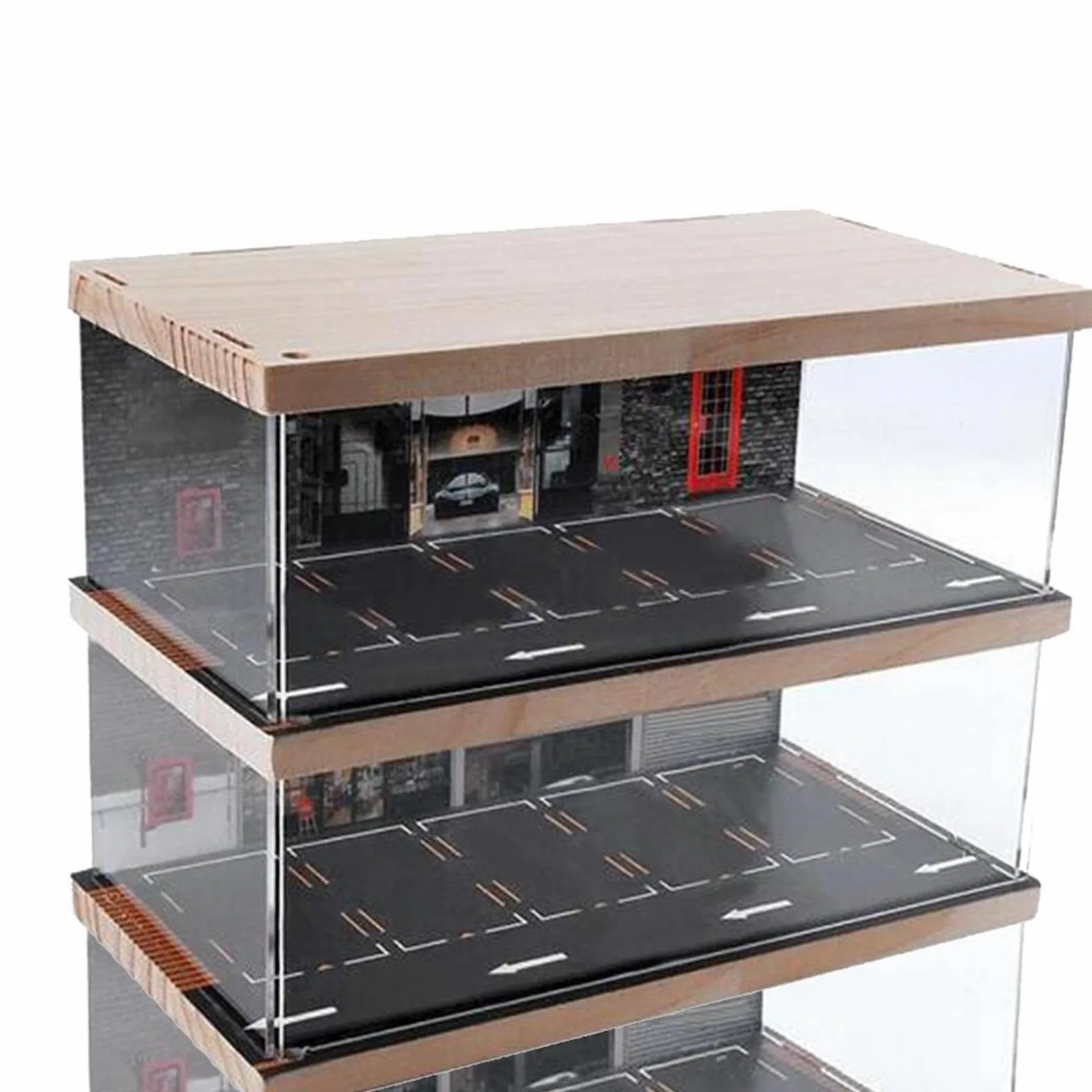 Milageto 1/64 Paisaje Diorama estacionamiento vehículo Garaje escaparate Soporte de exhibición Variable protección decoración de Escritorio para aleación Coche , 3 Niveles