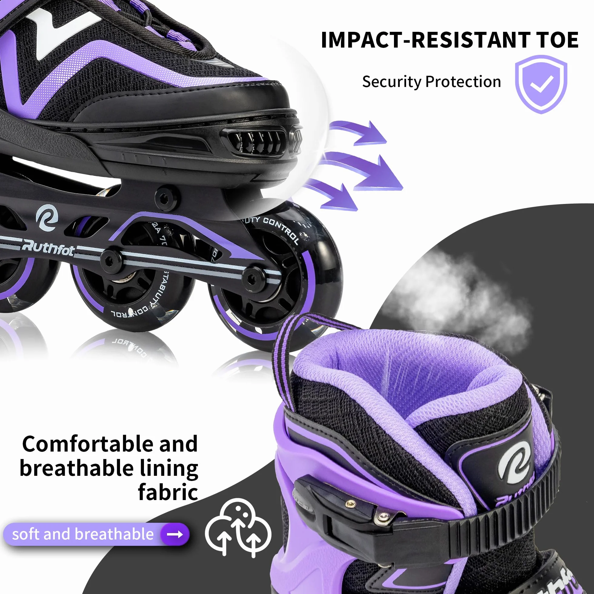 Ruthfot Patines en línea Ajustables Luminosos para niños y niñas 6-12 años