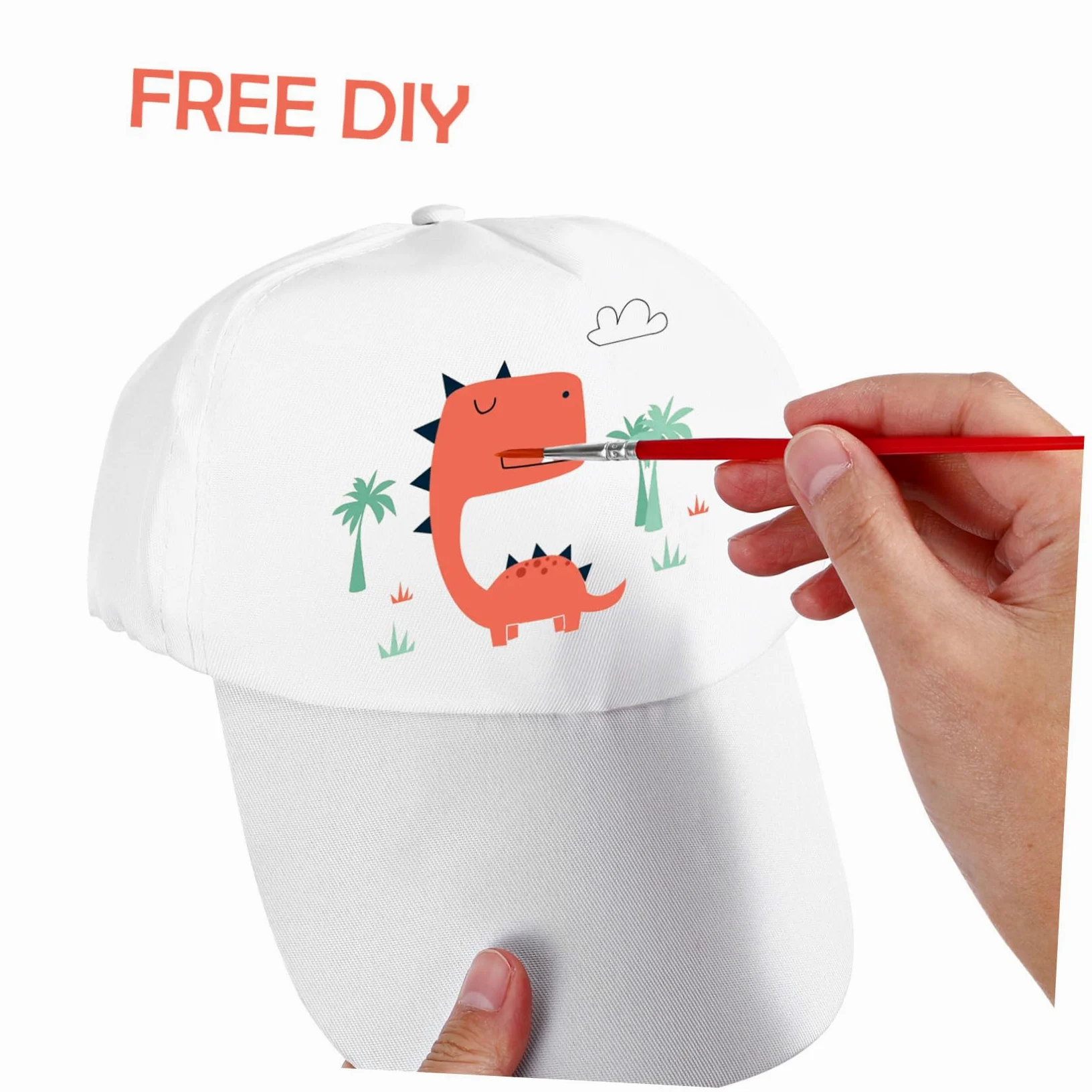 TOYANDONA 10 Gorras de Béisbol en White para Niños, para Pintar, con Visera, para Manualidades, Cumpleaños de Niños Pequeños, Sombreros de Sol para