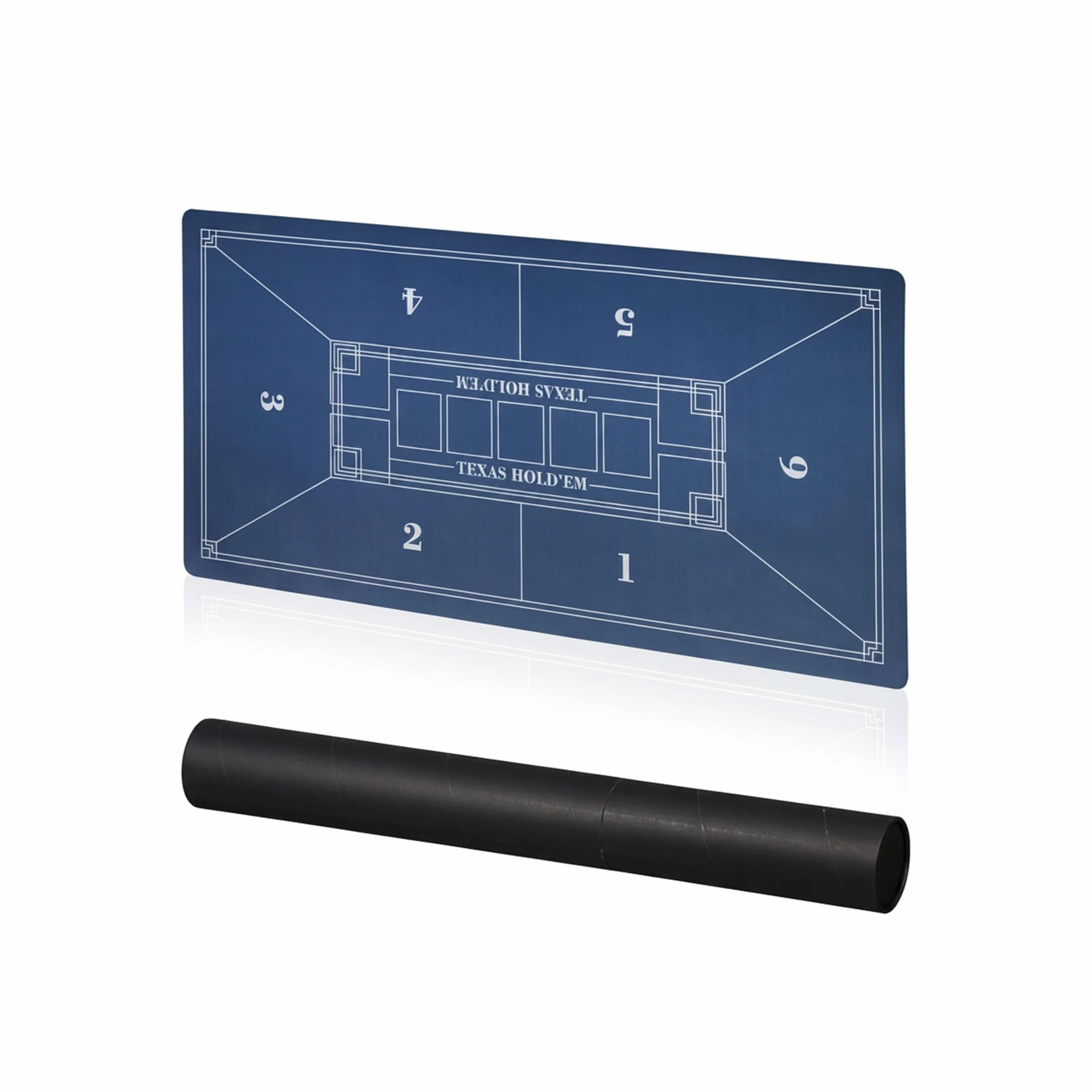 Relaxdays Tapete Póquer, 120 x 60 cm, Mantel Poker Texas Hold'em, Alfombrilla Antideslizante, Bolsa, 6 Jugadores, Azul
