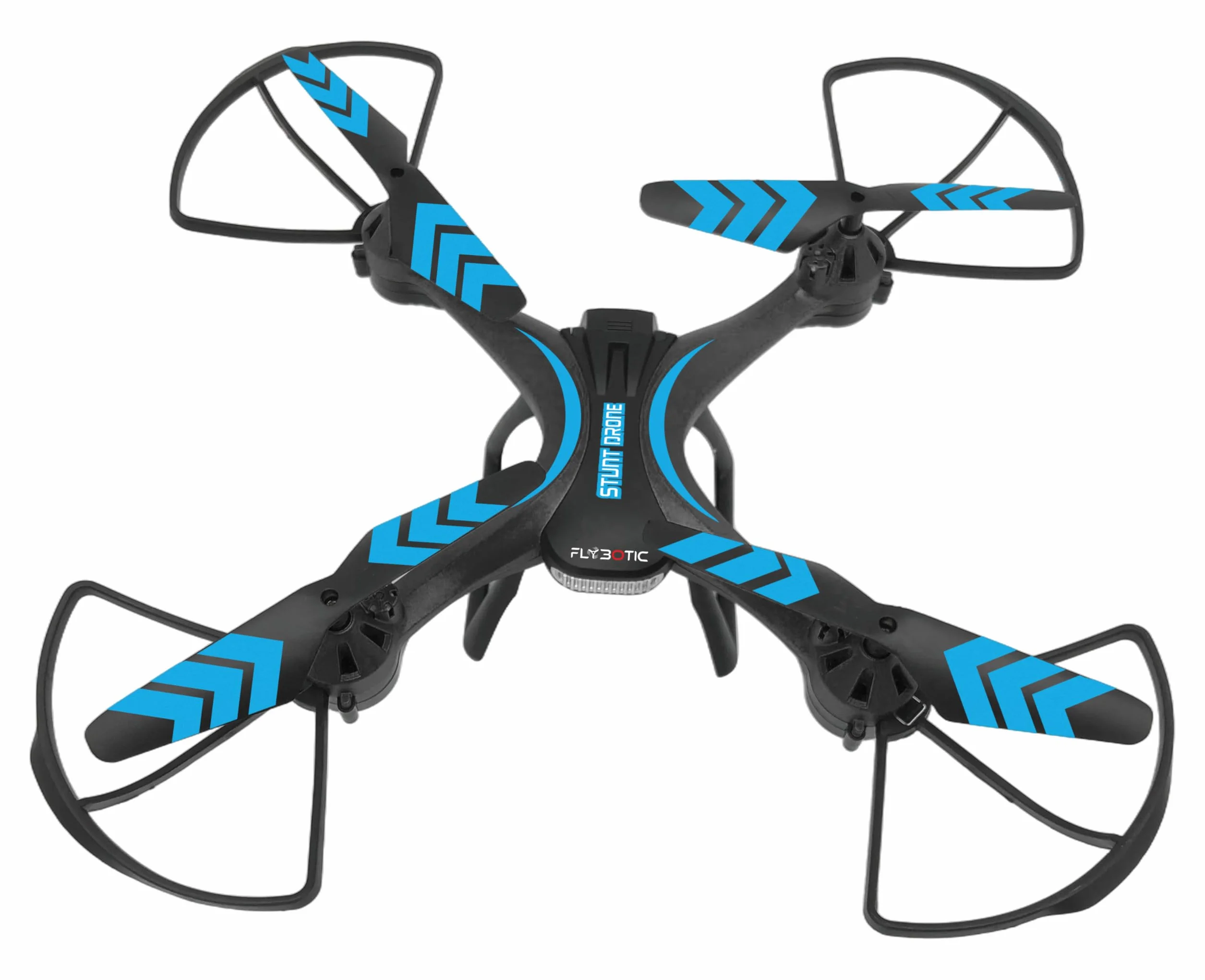 Flybotic - Stunt Drone – Drone Teledirigido 2,4 GHz – Despegue y Aterrizaje Automáticos – Vuelo Estacionario – Acrobacias 360° – 3 Velocidades – 2 Baterías Incluidas – RC Principiante Niño/Adolescente