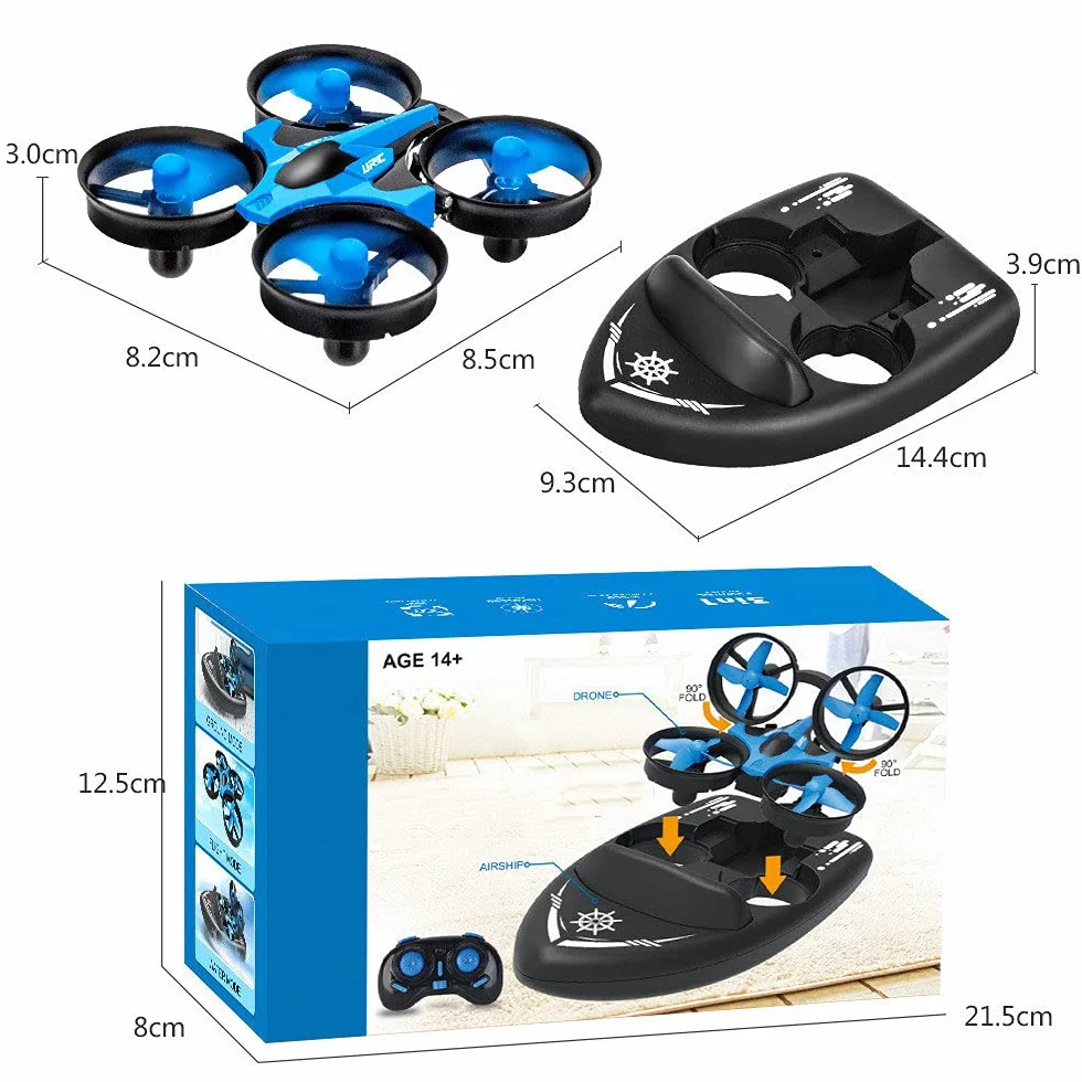 Dazii Tres Modos de mar, Tierra y Aire Barco de Control Remoto 2.4G Aerodeslizador Carga Control Remoto Coche Avión eléctrico 2.4G RC Barco Verano Juguetes acuáticos al Aire Libre Barco