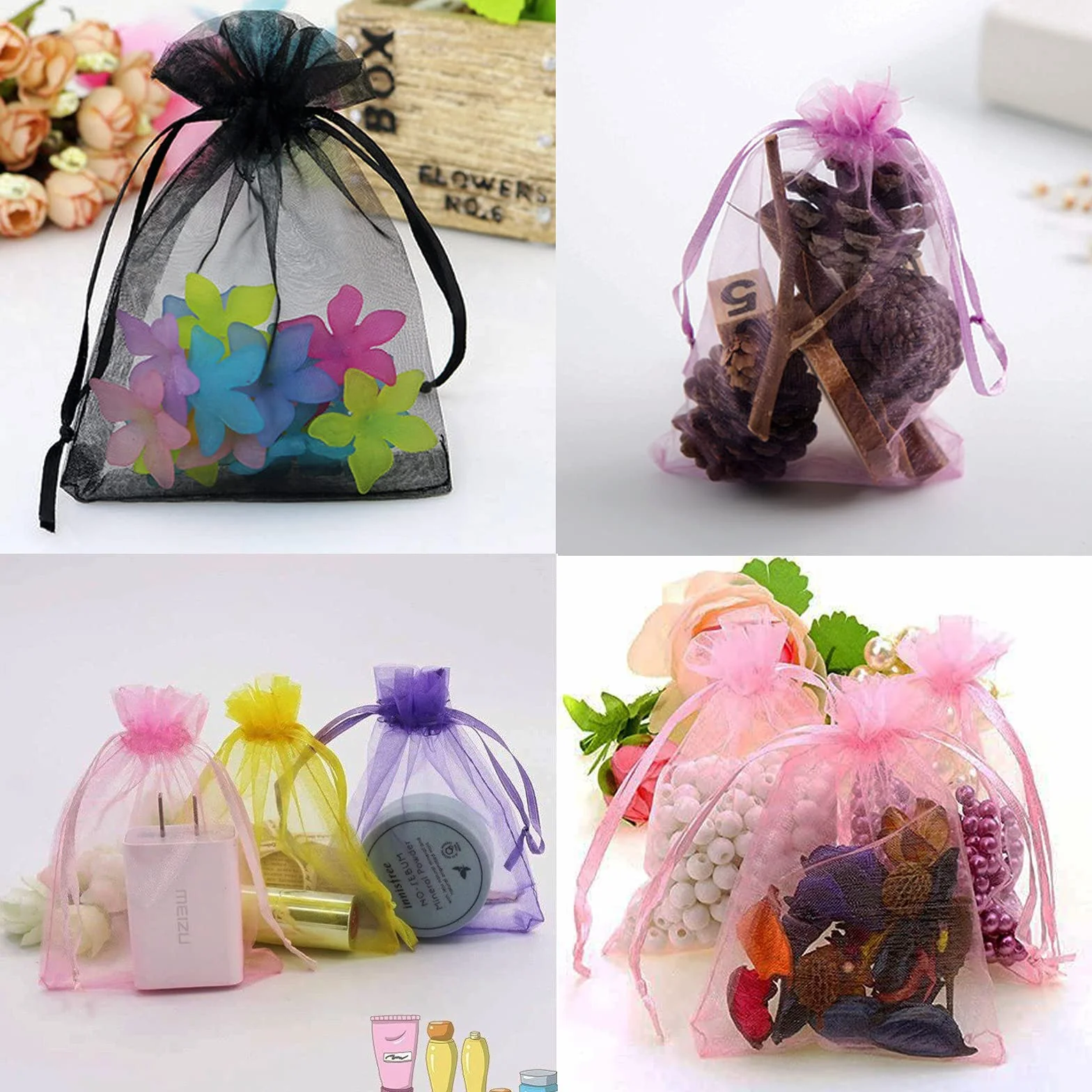 Carehabi - 100 bolsas de regalo de organza, joyas y lavanda, multicolor, 10 x 15 cm, preferencias de boda, fiesta de festival