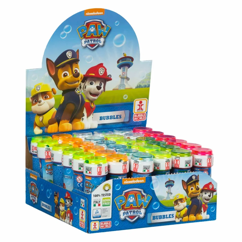 COLORBABY Paw Patrol, Pompero con Laberinto, Licencia Oficial, Pack 36 uds, 60 ml, Pompas de jabón, Juego Burbujas, Pomperos para niños cumpleaños, +3 años (76865)