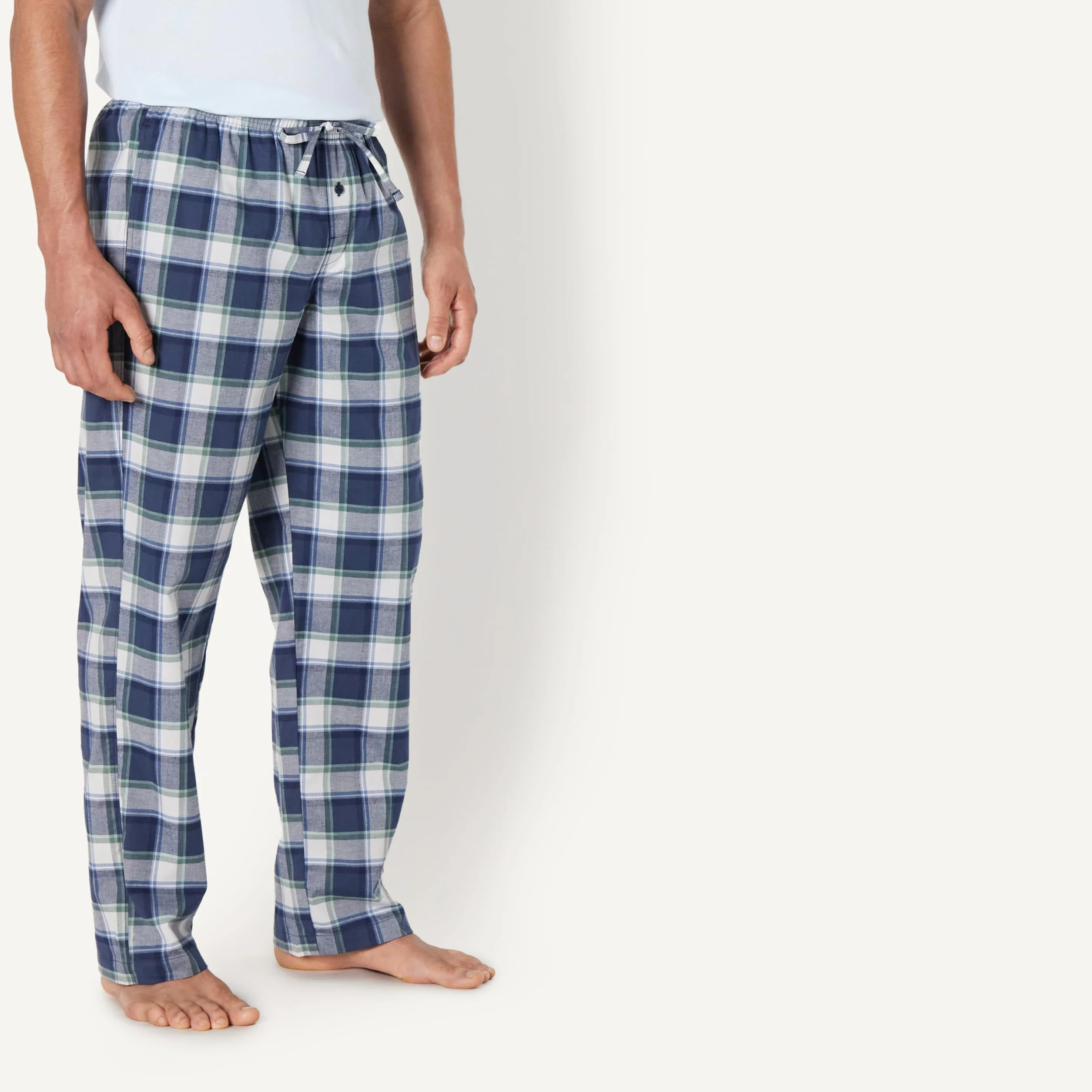 Amazon Essentials Pantalones de Pijama Hombre Popelina Algodón Corte Recto Cintura Elástica Cordón