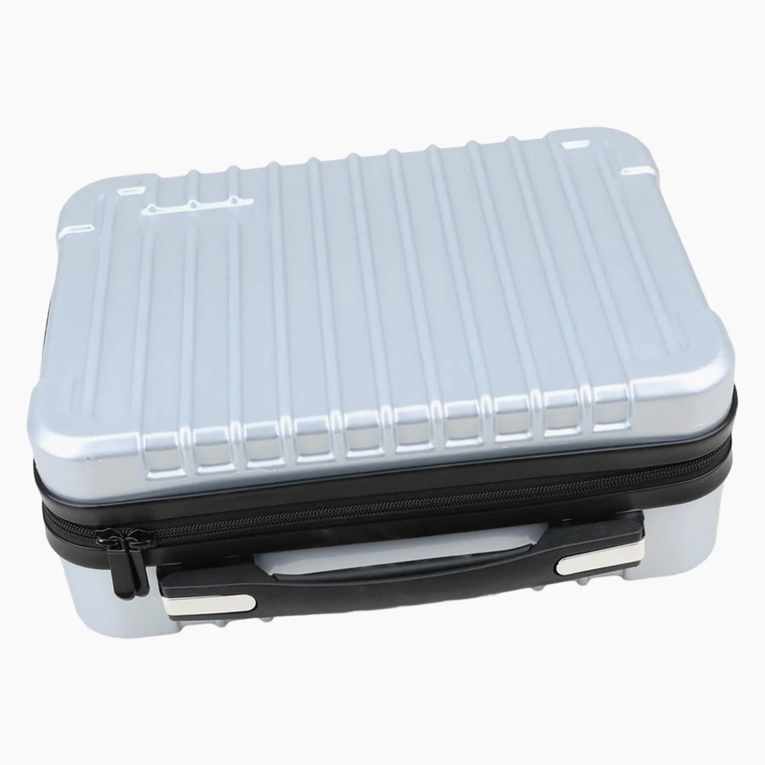Control Remoto Maleta Protectora Estuche Organizador Bolsa con Espuma Doble Capa Material PC Adecuado para Modelistas Almacenamiento Seguro Transporte, Plata