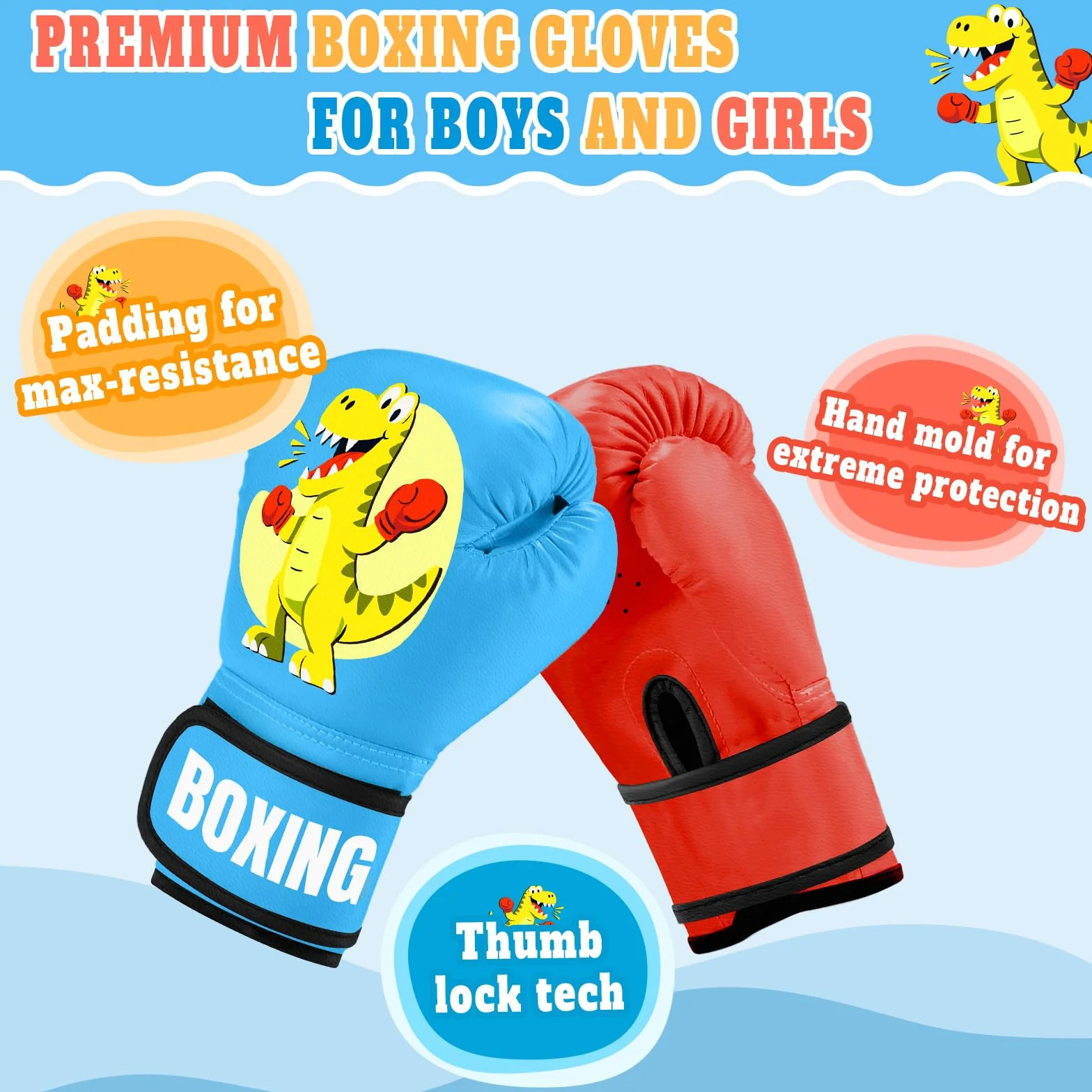Guantes Boxeo Niños 4 oz para Entrenamiento y Sparring MMA Muay Thai Kick Boxing Edad 5-12 Años