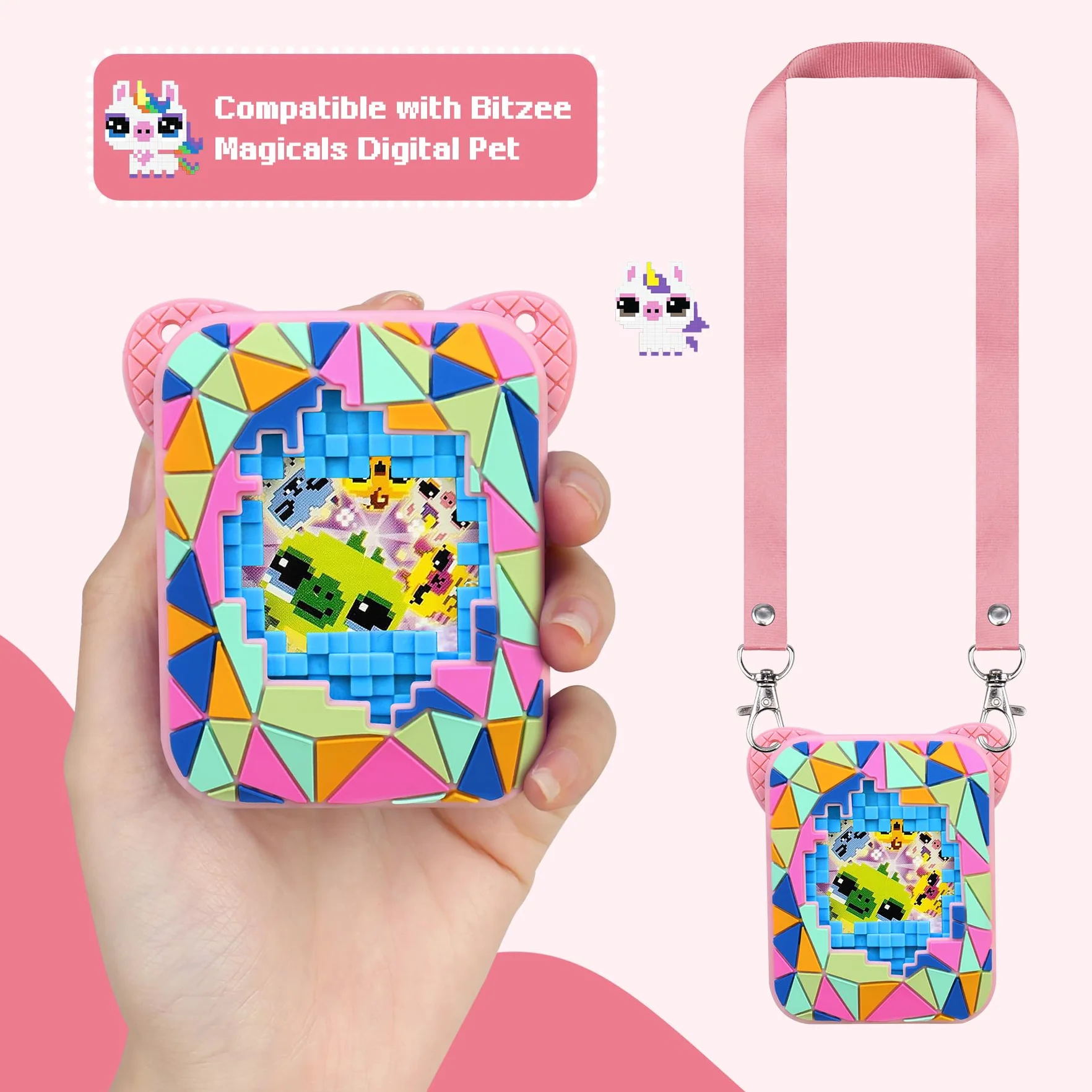 BOVKE Funda de Silicona para Bitzee Magicals con 20 Personajes, Protectora Mascota Digital, Rosa