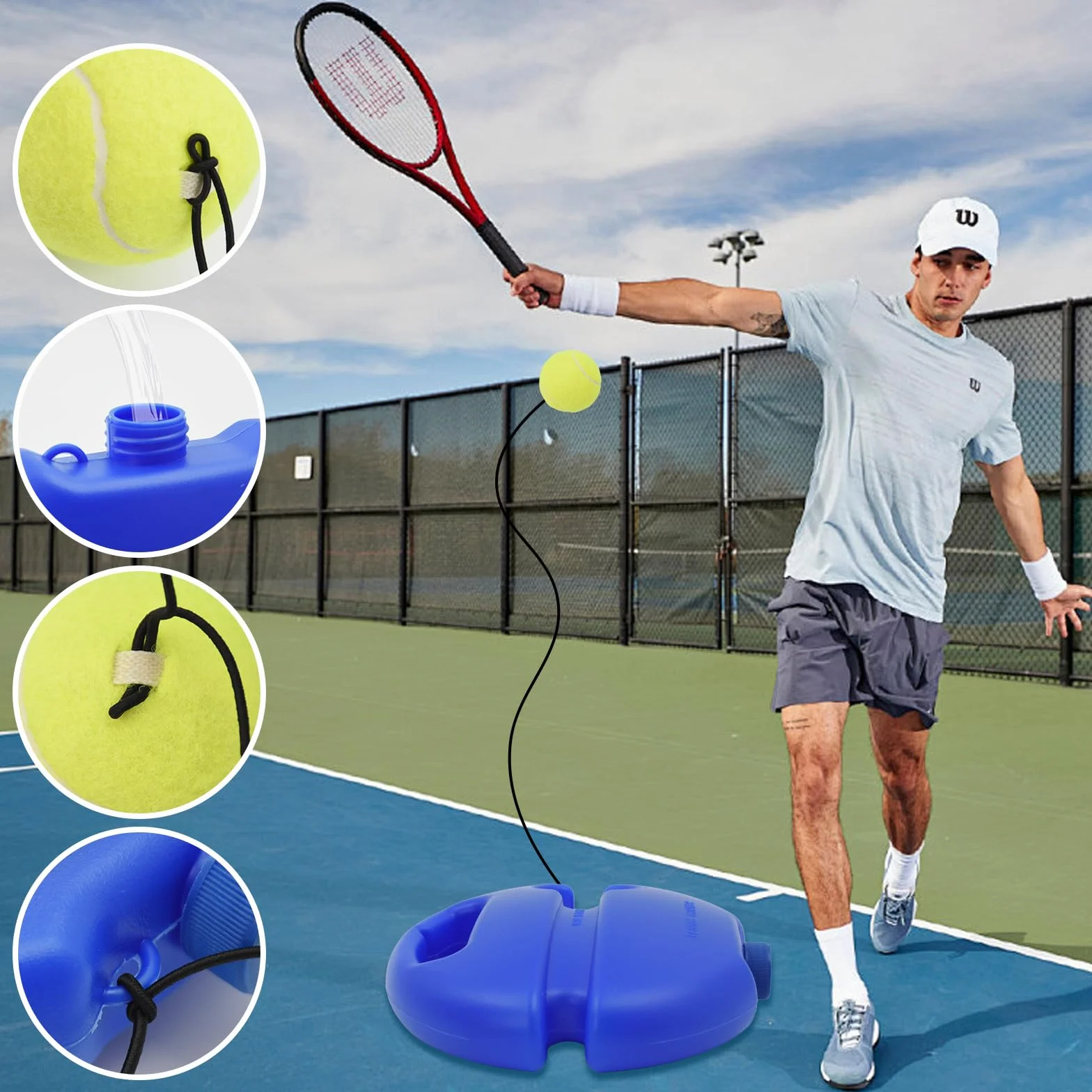 PROVO Entrenador de Tenis, Set de Entrenamiento con 2 Bolas de Rebote para Niños Adultos Principiantes
