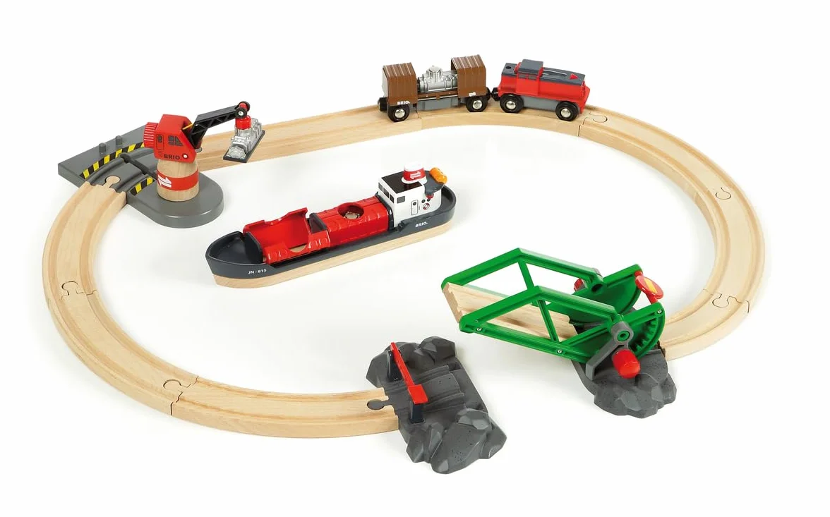 BRIO - Set Servicio Ferroviario Portuario, Ferrocarriles, Set de Construcción de Madera, Tren Juguete, Juguetes Niños 3 Años o más, Juegos Educativos 3 Años