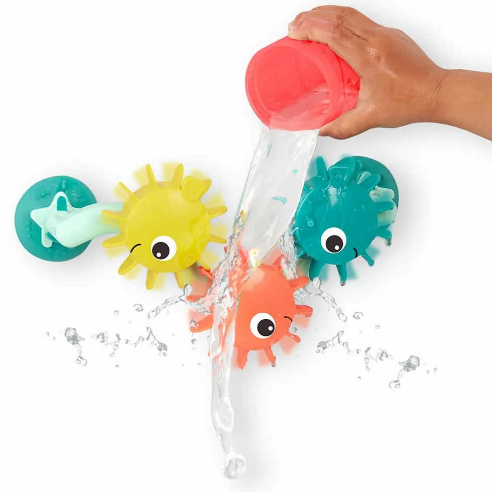 B. toys - Juguete Bomba de Baño - Juego acuático Submarino - 2 Modos de Bombeo (batería + Manual) - Taza de Goteo, hileras y Engranajes - 10 Meses +