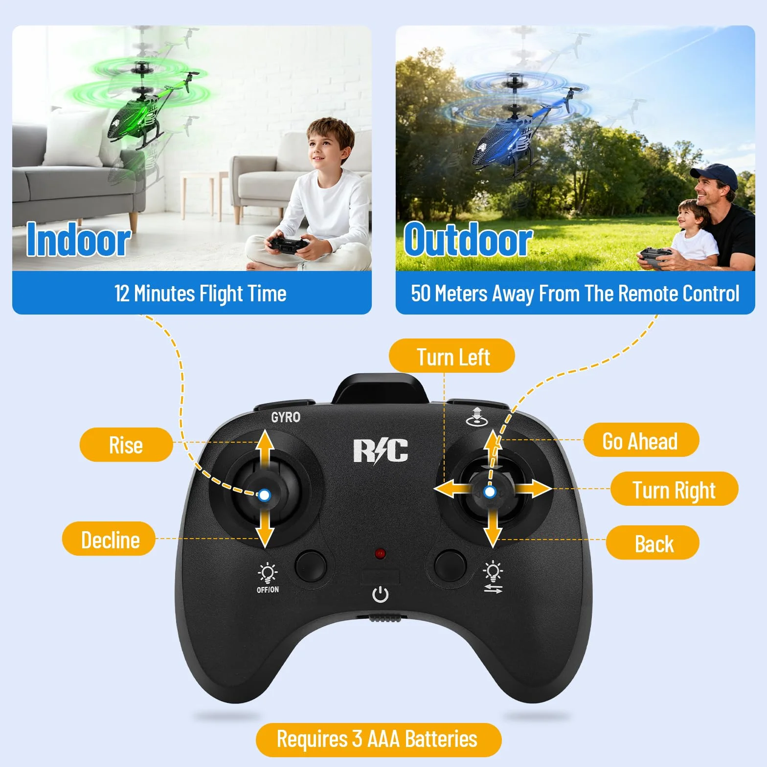 RC Helicóptero,Helicóptero teledirigido 2.4G con luz 7 colores LED,Elicoptero Teleridijido niño 3.5 Canales,Avion Teledirigido con Giroscopio y Altura Fija,Regalos de Fiesta Ideales para niños y niñas
