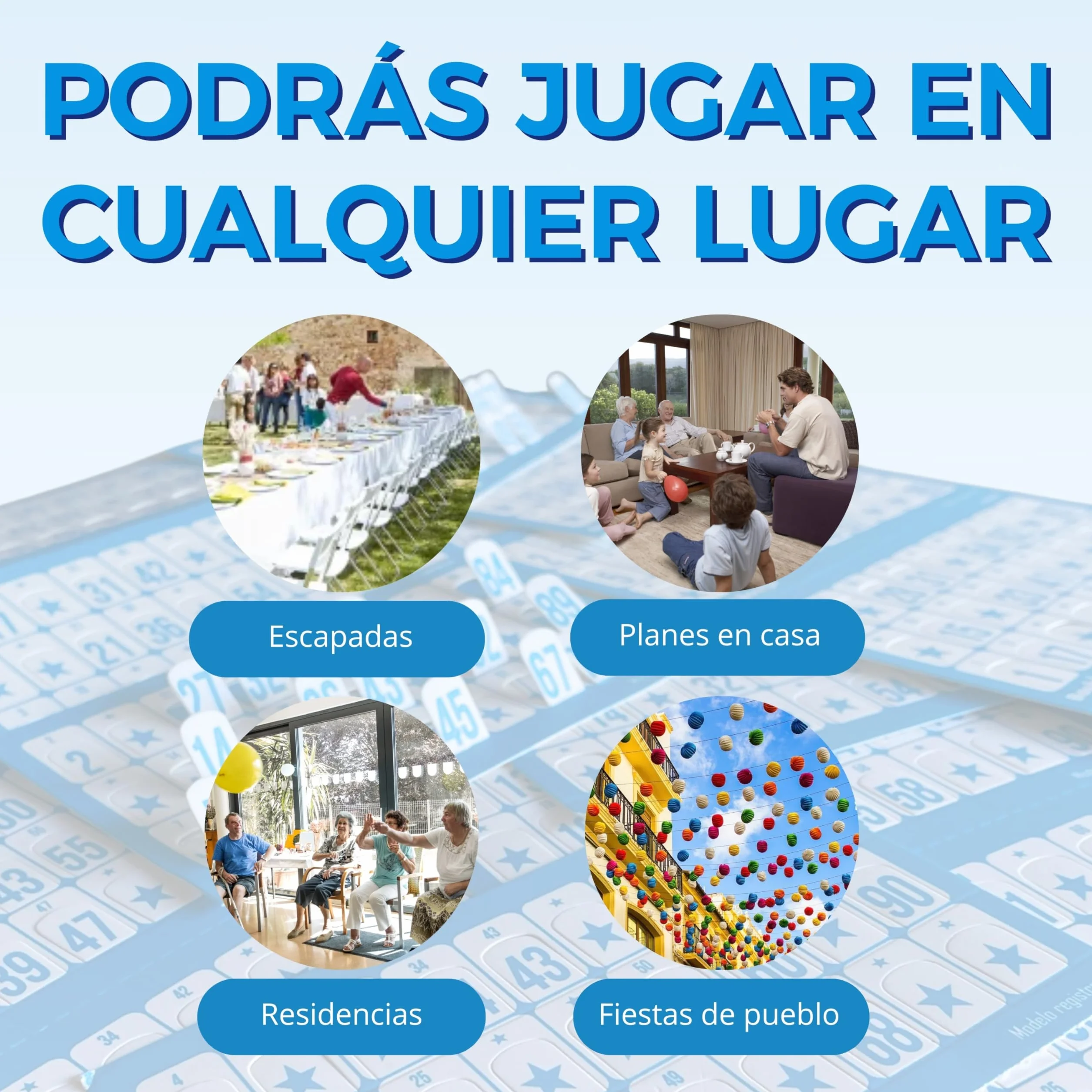 Bingo Cartones 504 Troquelados para Juego de Mesa Adulto 90 Bolas Reutilizables