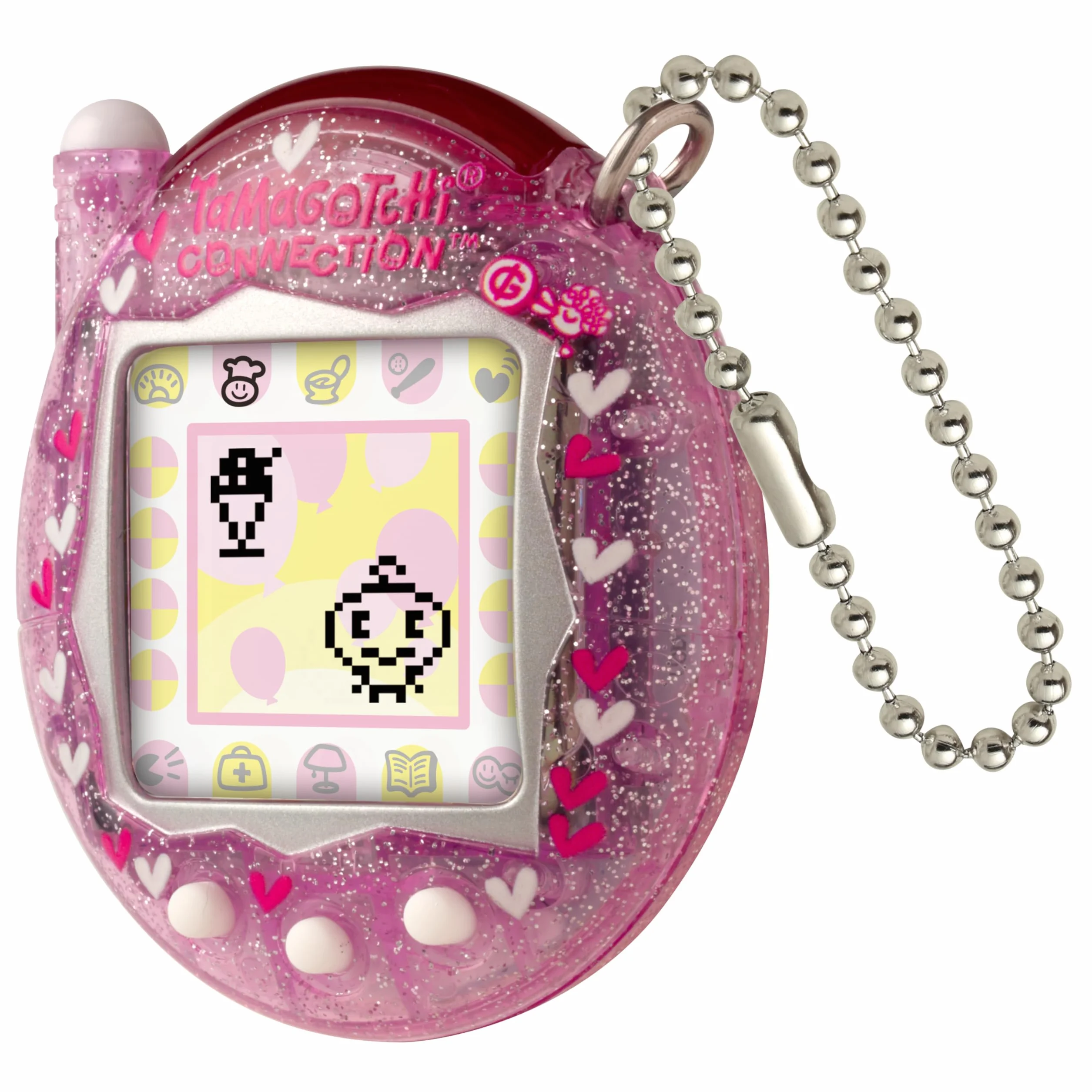 TAMAGOTCHI Bandai Connection Mascota Digital Carcasa Rosa con Purpurina Mascota Virtual Juguete Electrónico Con Conexión Infrarroja Para Diversión Compartida | Juguetes Para Niños Para Niñas Y Niños