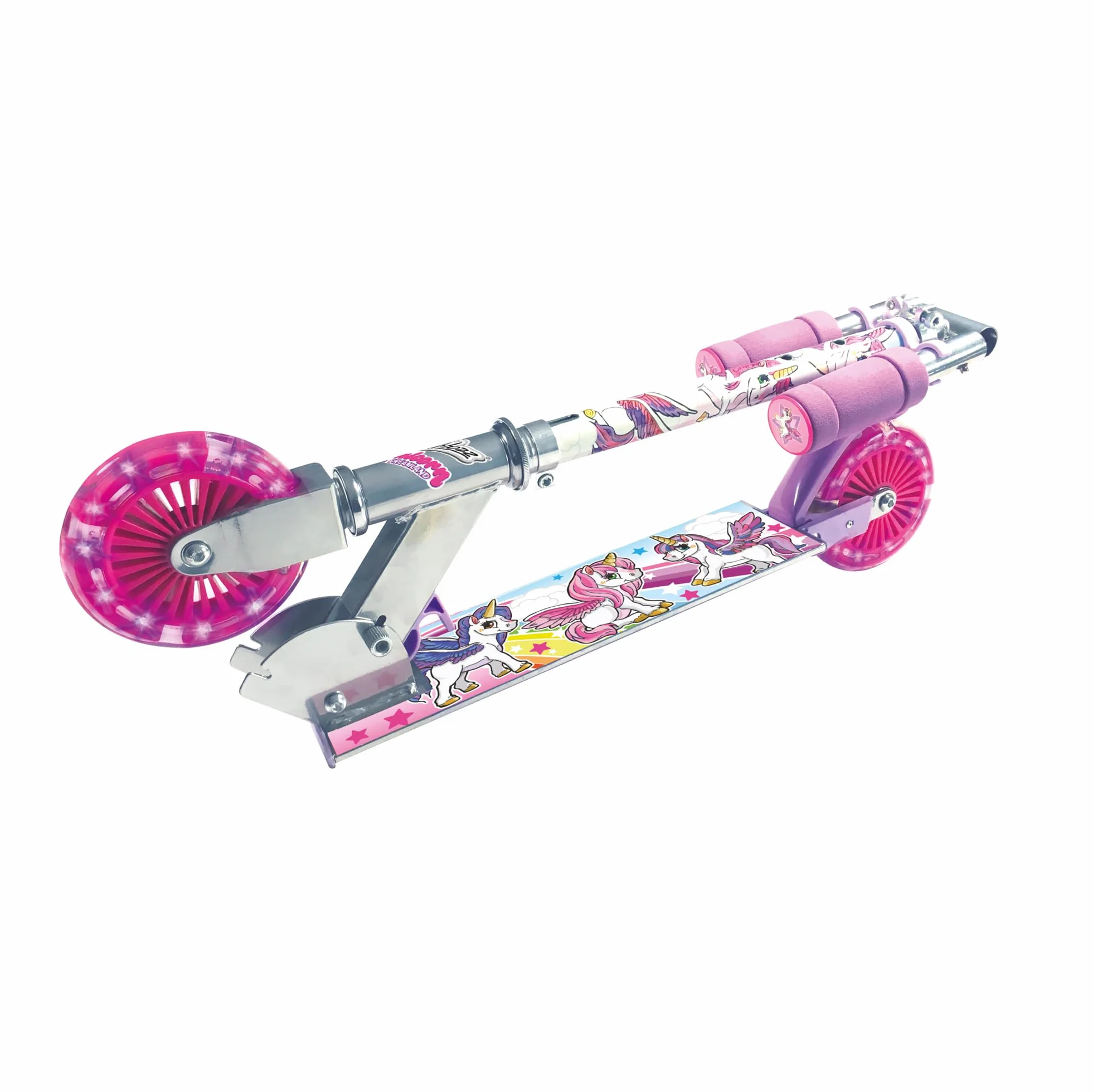 Ozbozz SV13988 Unicorn Scooter con 2 Ruedas iluminadas, 4-11 años, manillar ajustable, Multicolor