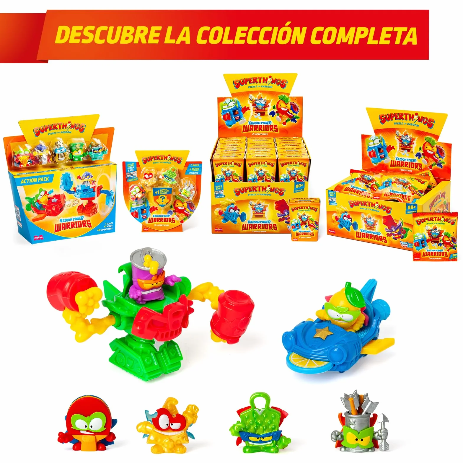 SUPERTHINGS KAZOOM Power Warriors Pack de 5 Figuras Sorpresa y Capitán Plateado