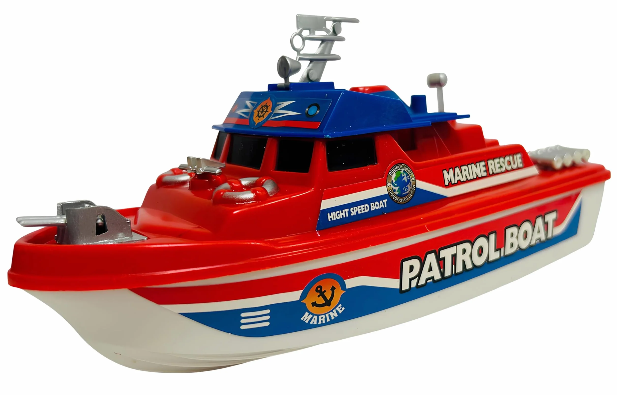 Barco de juguete motobarco con batería de trabajo Motobarco eléctrico Barco contra incendios Juguete Barco de bombero Rescate marítimo Barco de emergencia náutica a motor Guardia costera