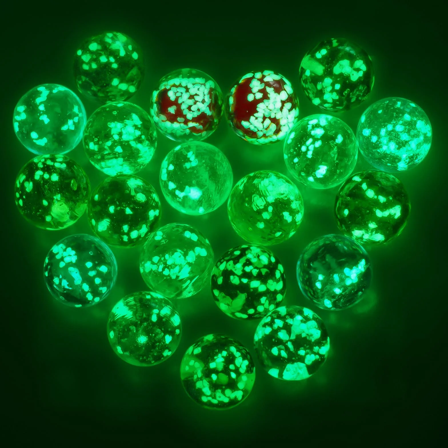 Ainiv 20 Canicas de Cristal, 12mm Canicas Que Brillan En La Oscuridad, Multicolores para Juguetes y Decoración