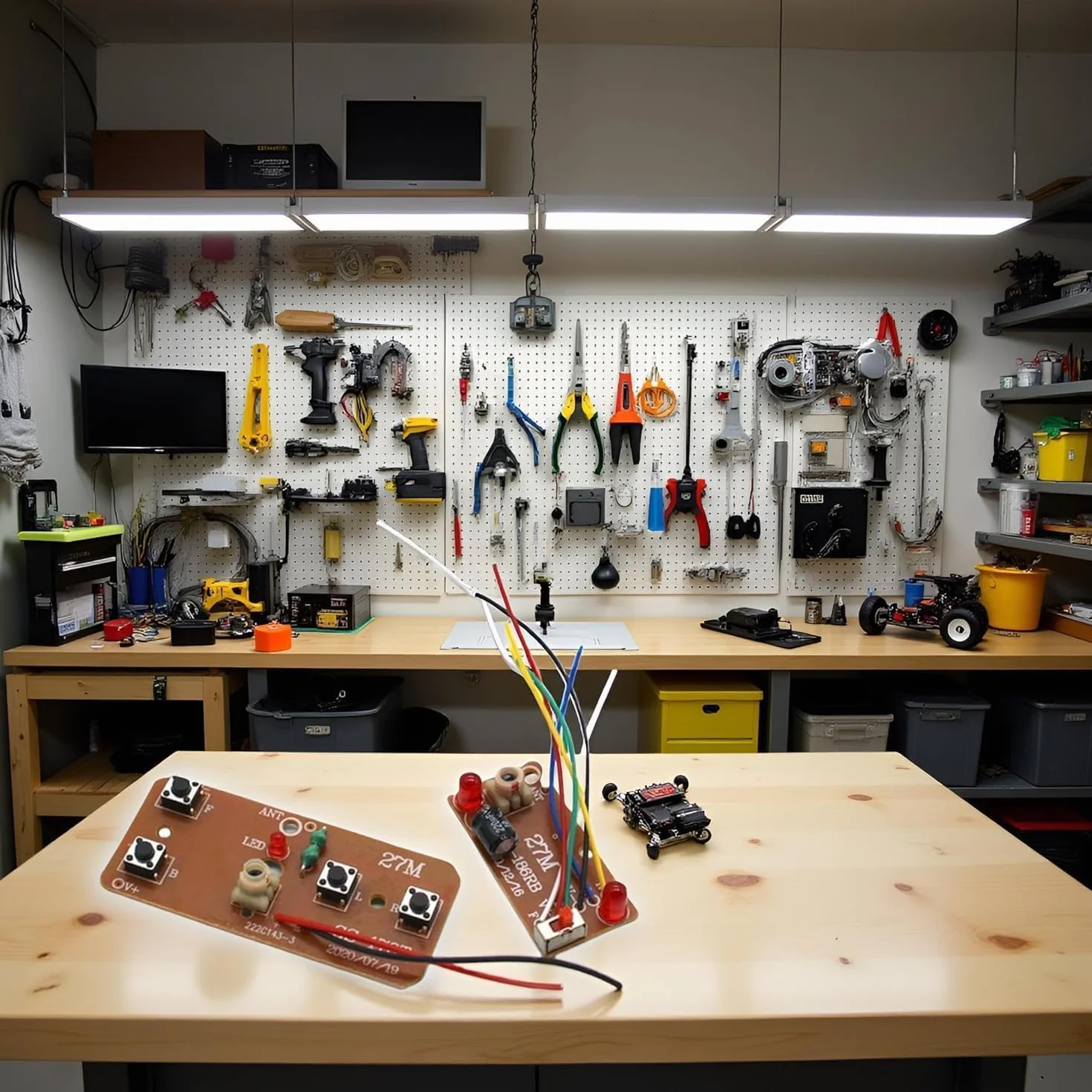 Placa de control remoto de 4 vías de 27 MHz, transmisor y receptor RC bidireccional, accesorios de modelo de robot de coche para piezas de proyectos de bricolaje (control de 2 motores)