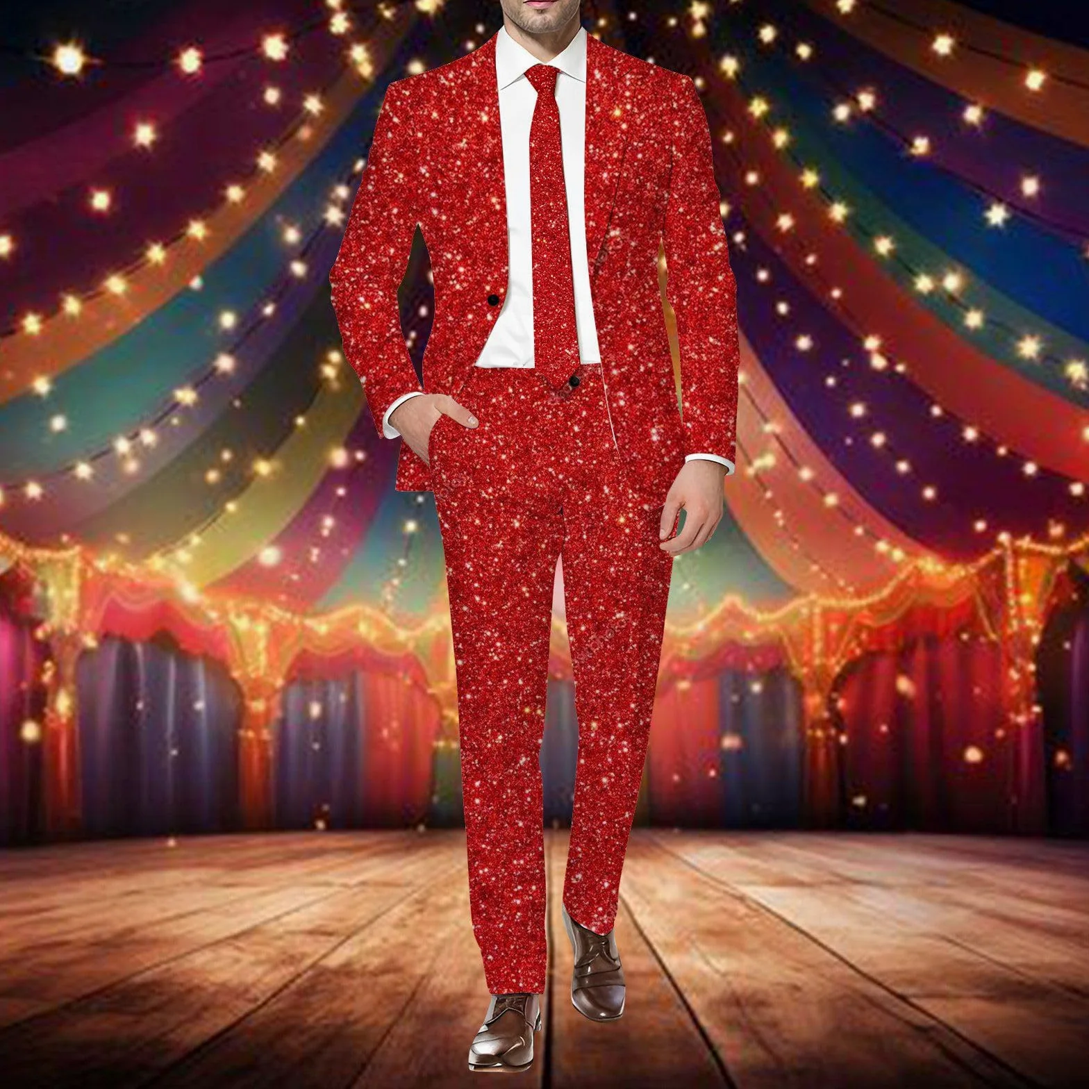 Generisch 2026 Disfraz de Carnaval Hombres Carnaval 3D Digital Impreso Conjunto de Traje de Negocios Ligero Traje de Negocios Chaqueta Pantalones Conjunto